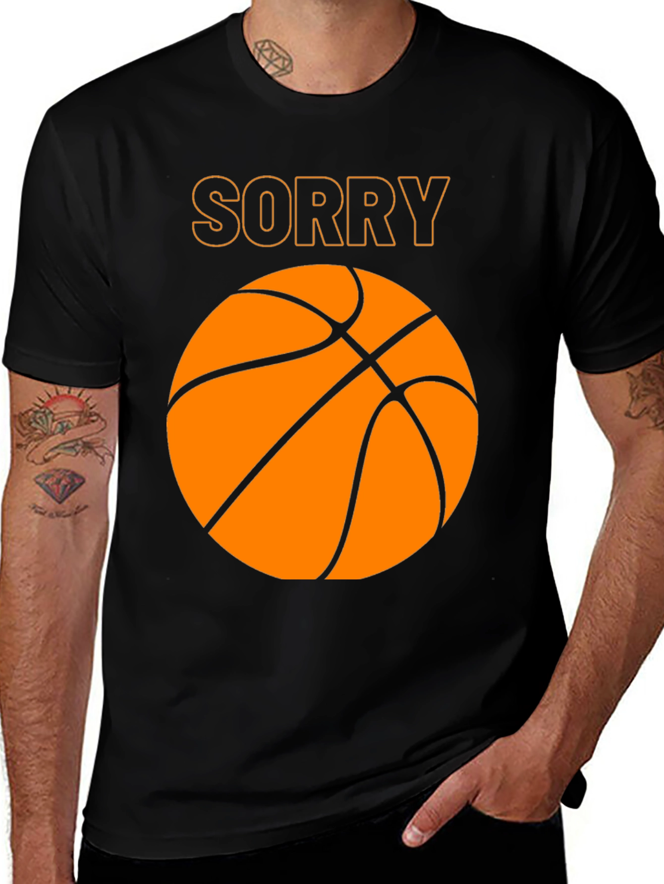 Variant 5 of Sorry Basketball Graphic Tee - Men's Black T-Shirt