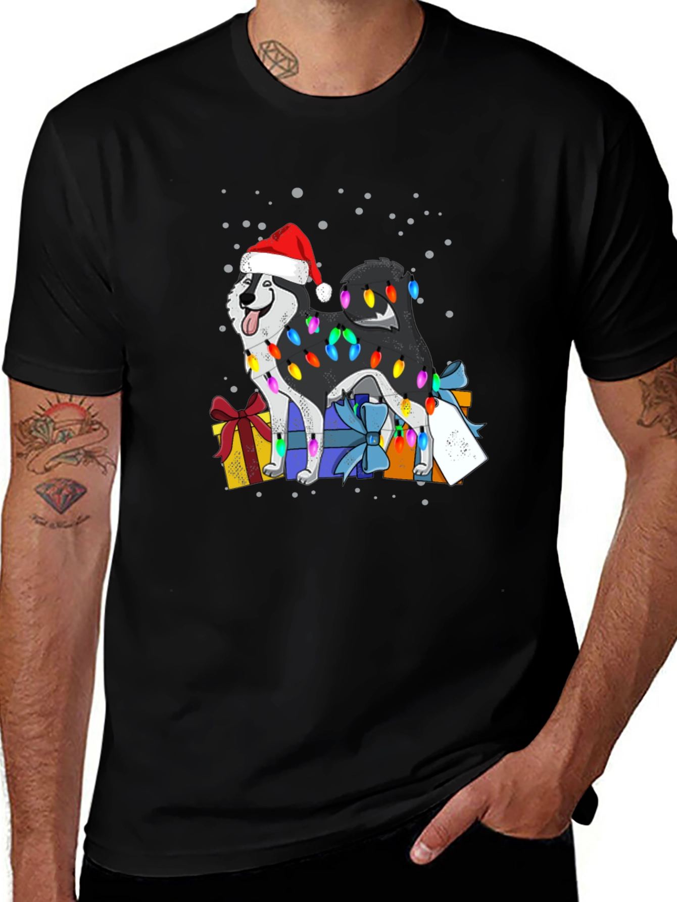 Husky Christmas Lights T-Shirt