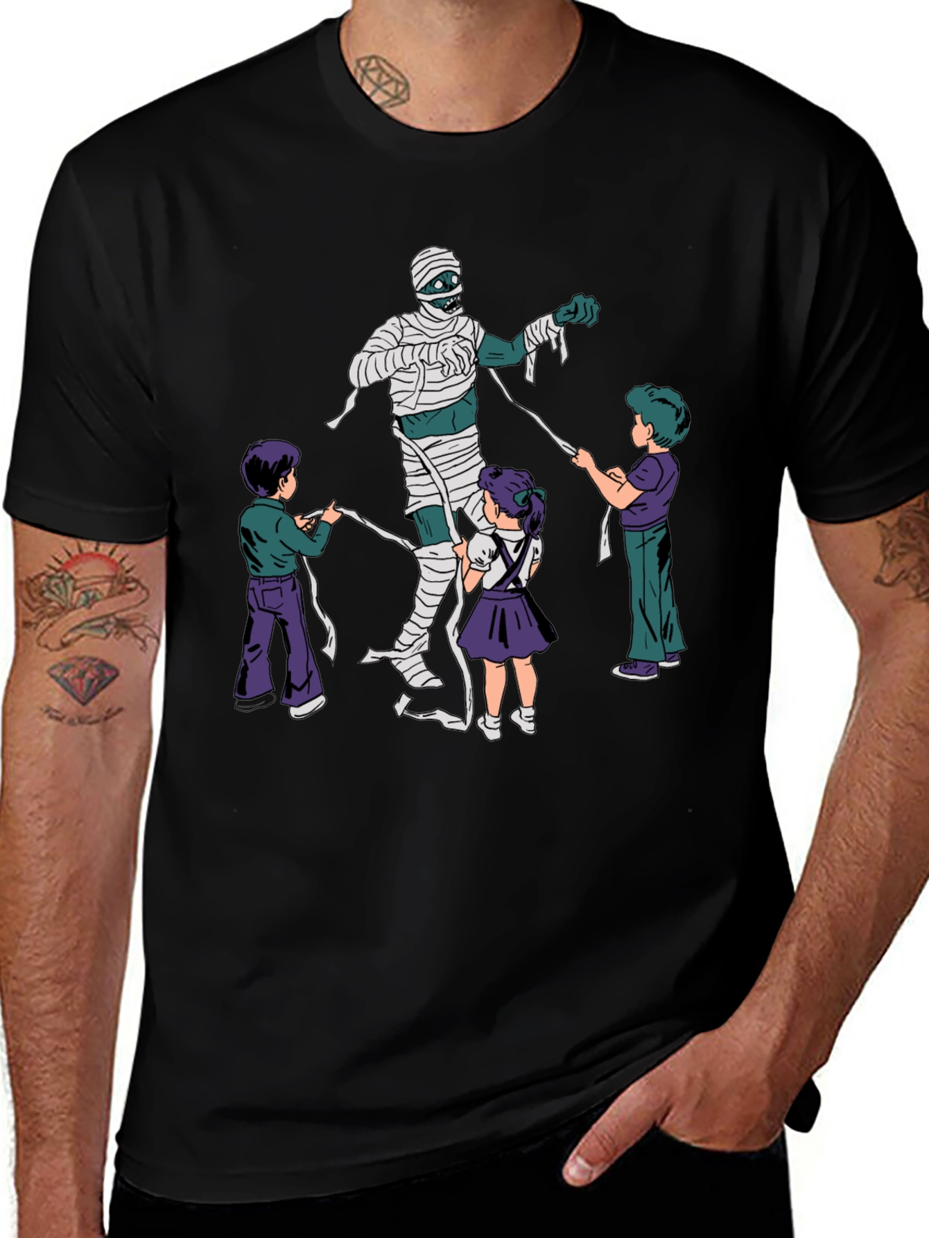 Mummy Wrap Graphic Tee - Fun Halloween T-Shirt