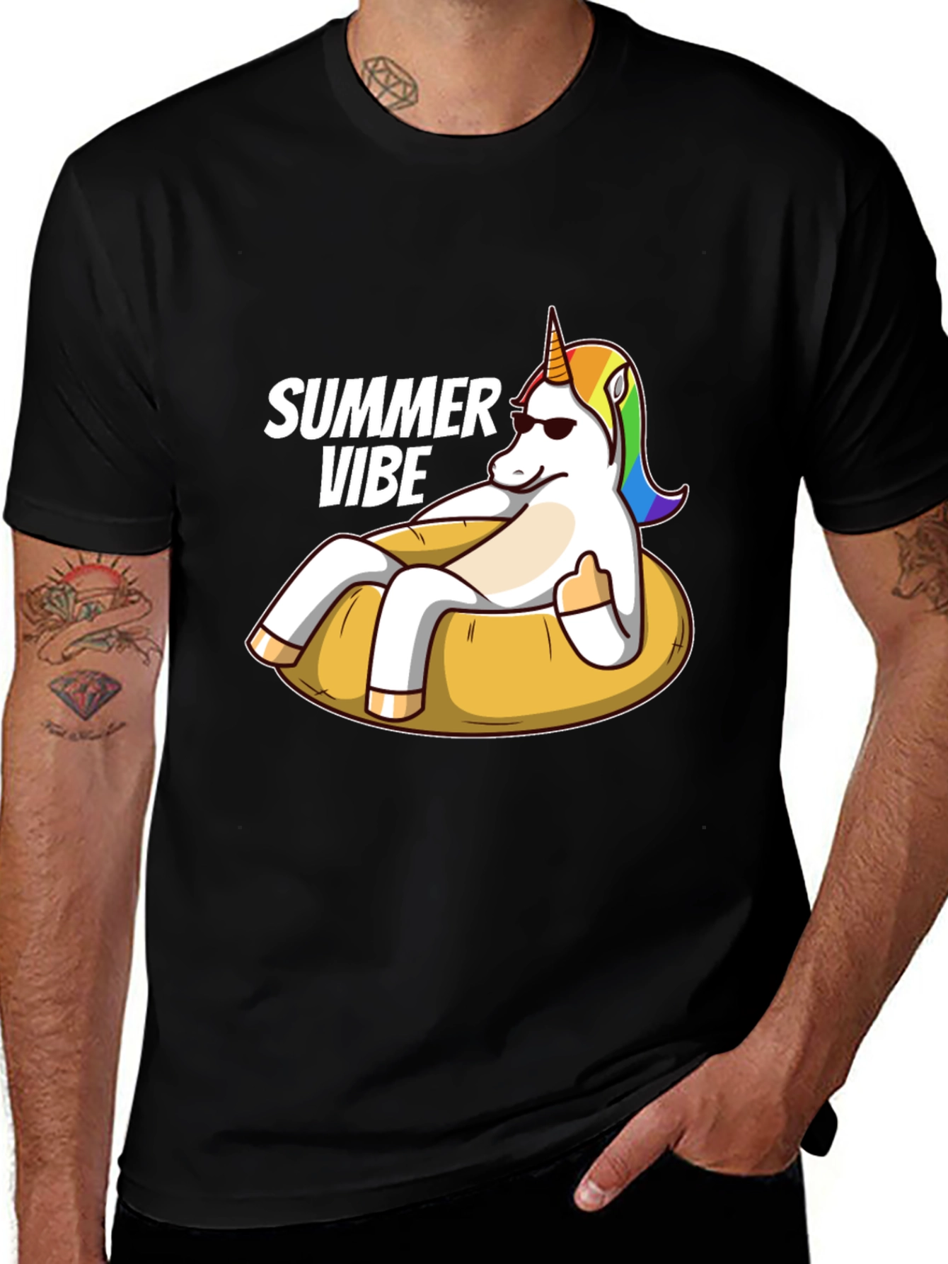 Variant 27 of Summer Vibe Unicorn Graphic Tee - Relaxed Fit