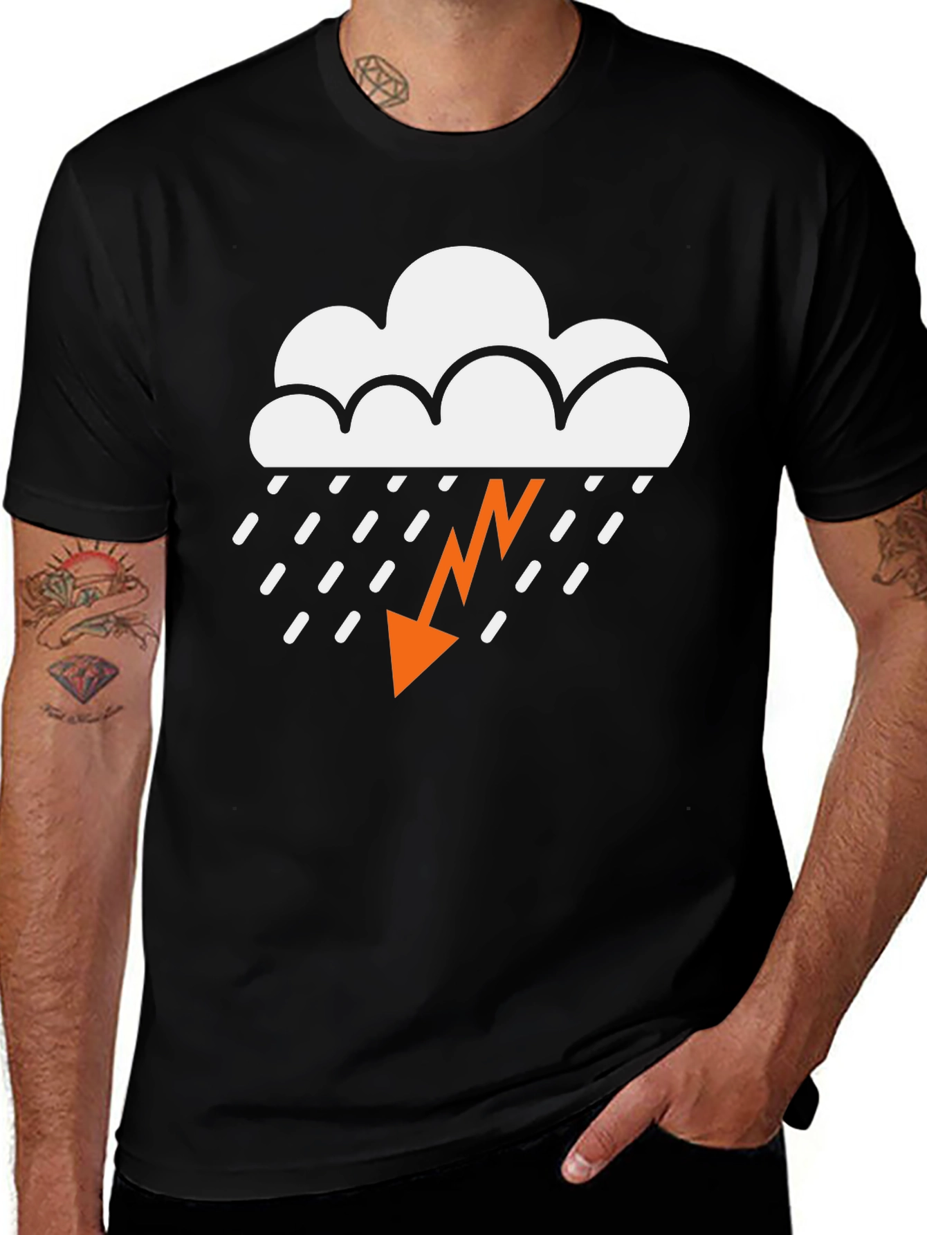 Variant 9 of Storm Cloud Graphic Tee - Black Cotton T-Shirt