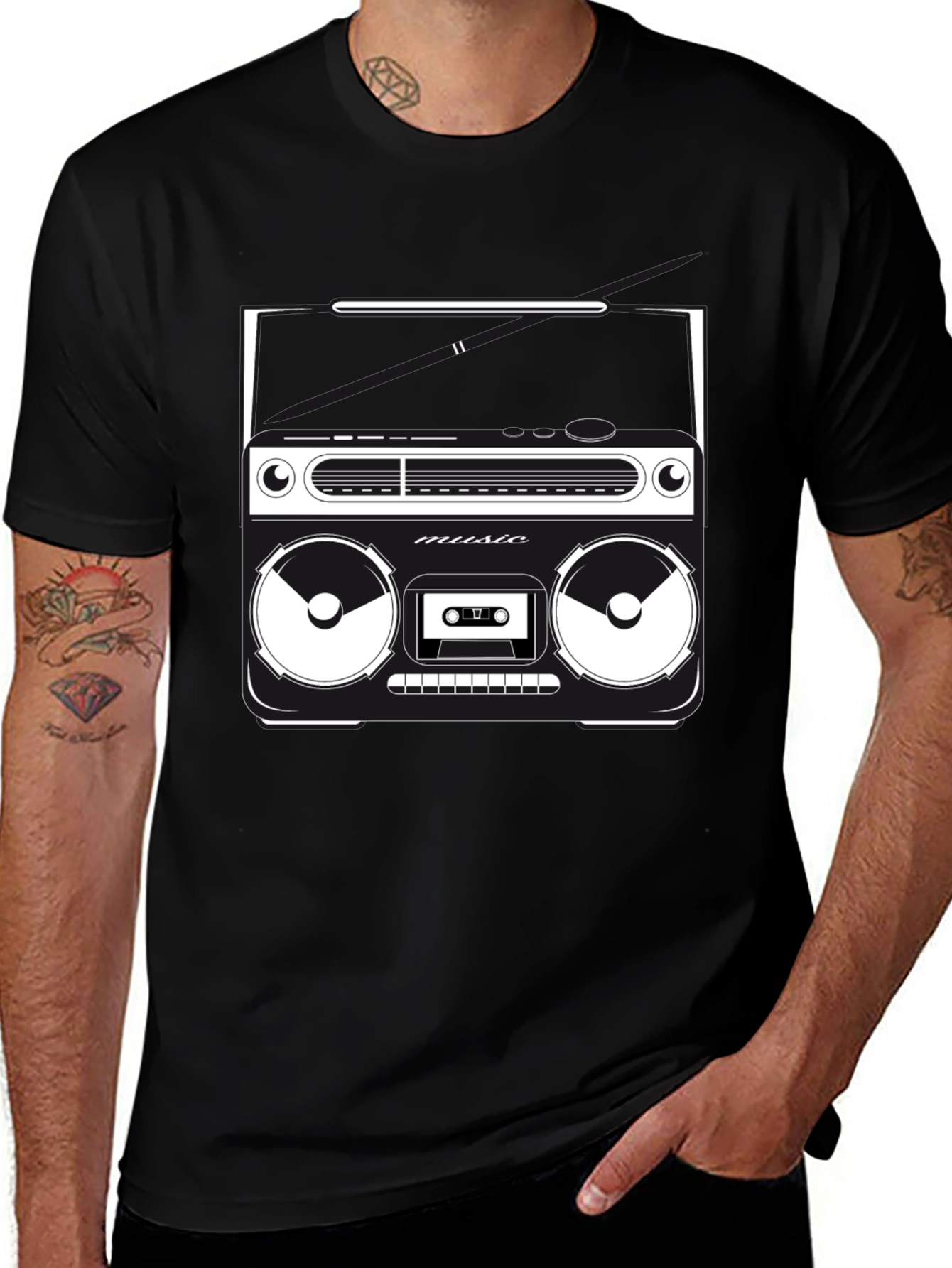 Variant 5 of Retro Boombox Graphic T-Shirt - Classic Music Style