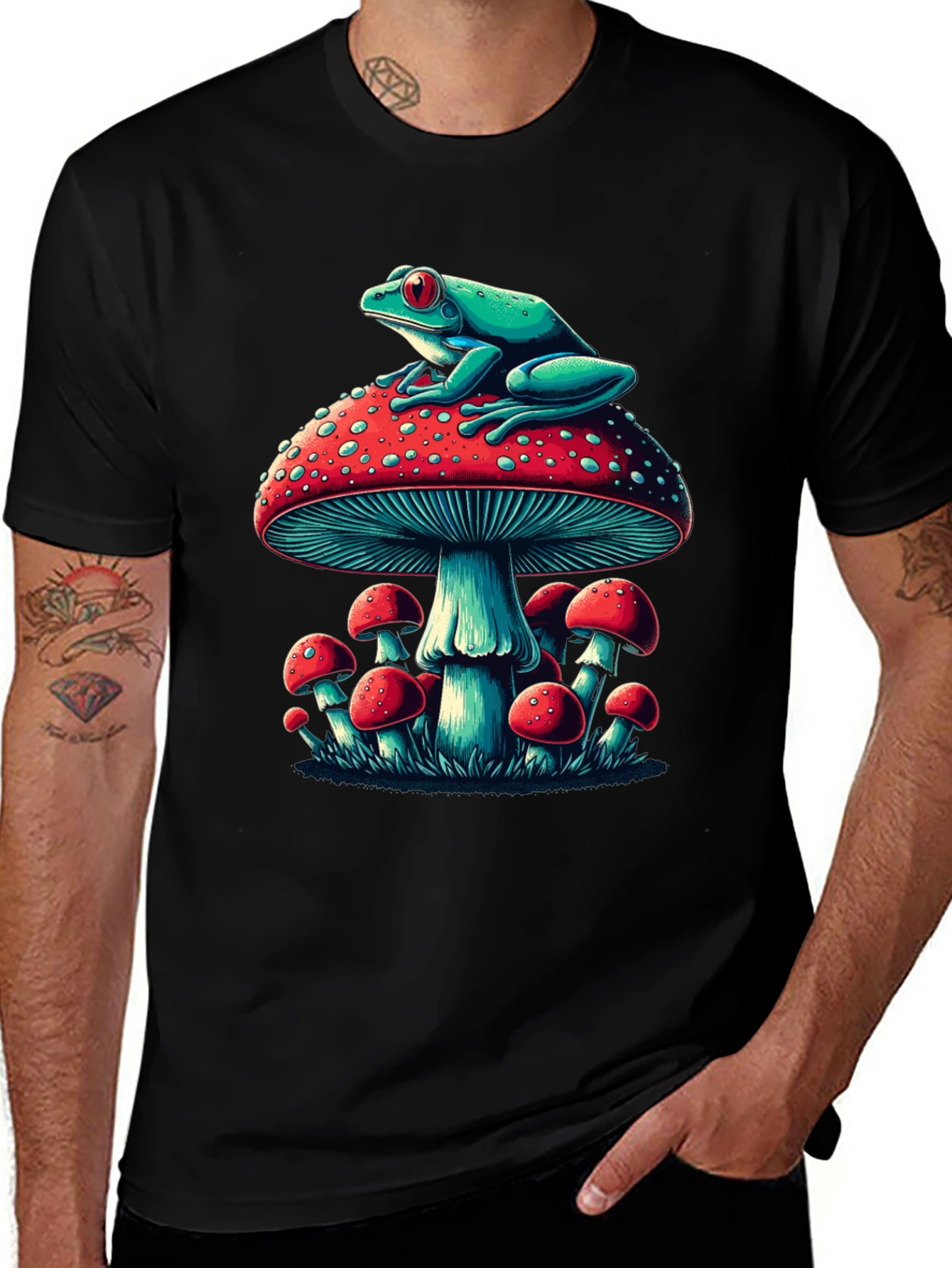 Variant 9 of Frog on Mushroom Tee - Whimsical Graphic Print
