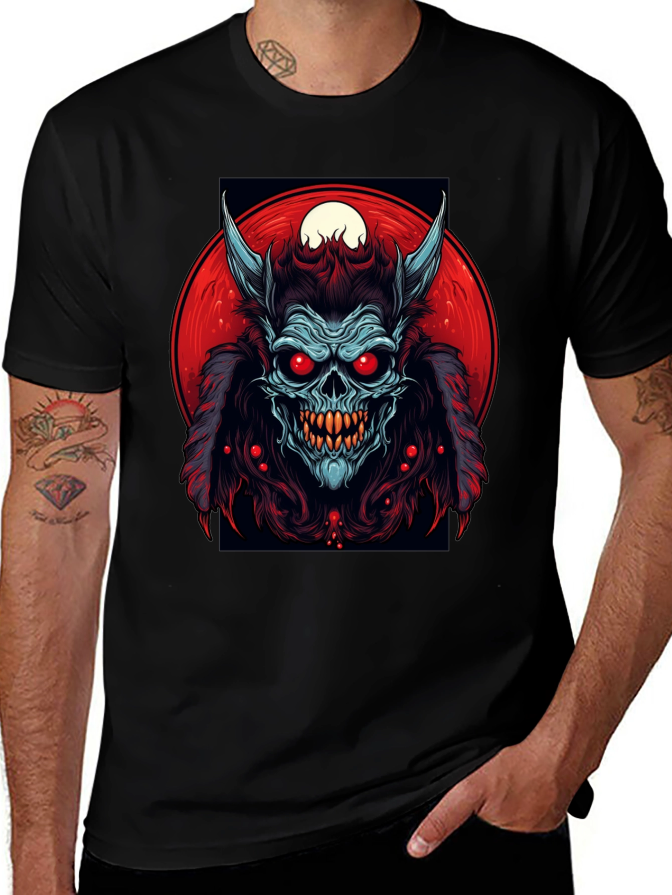 Variant 21 of Monster Graphic Tee - Red Eyes, Horns