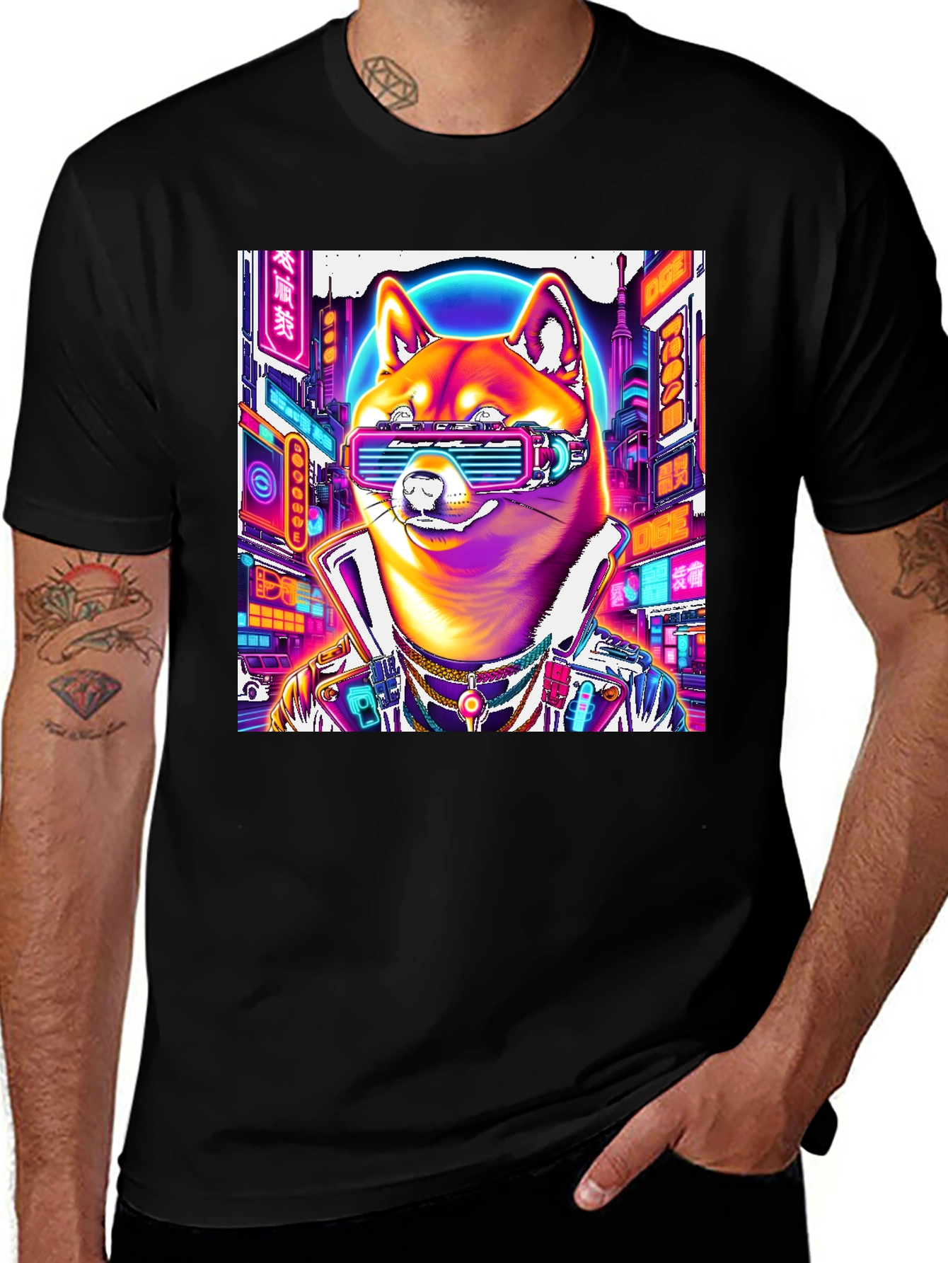 Variant 24 of Cyberpunk Shiba Inu Graphic Tee