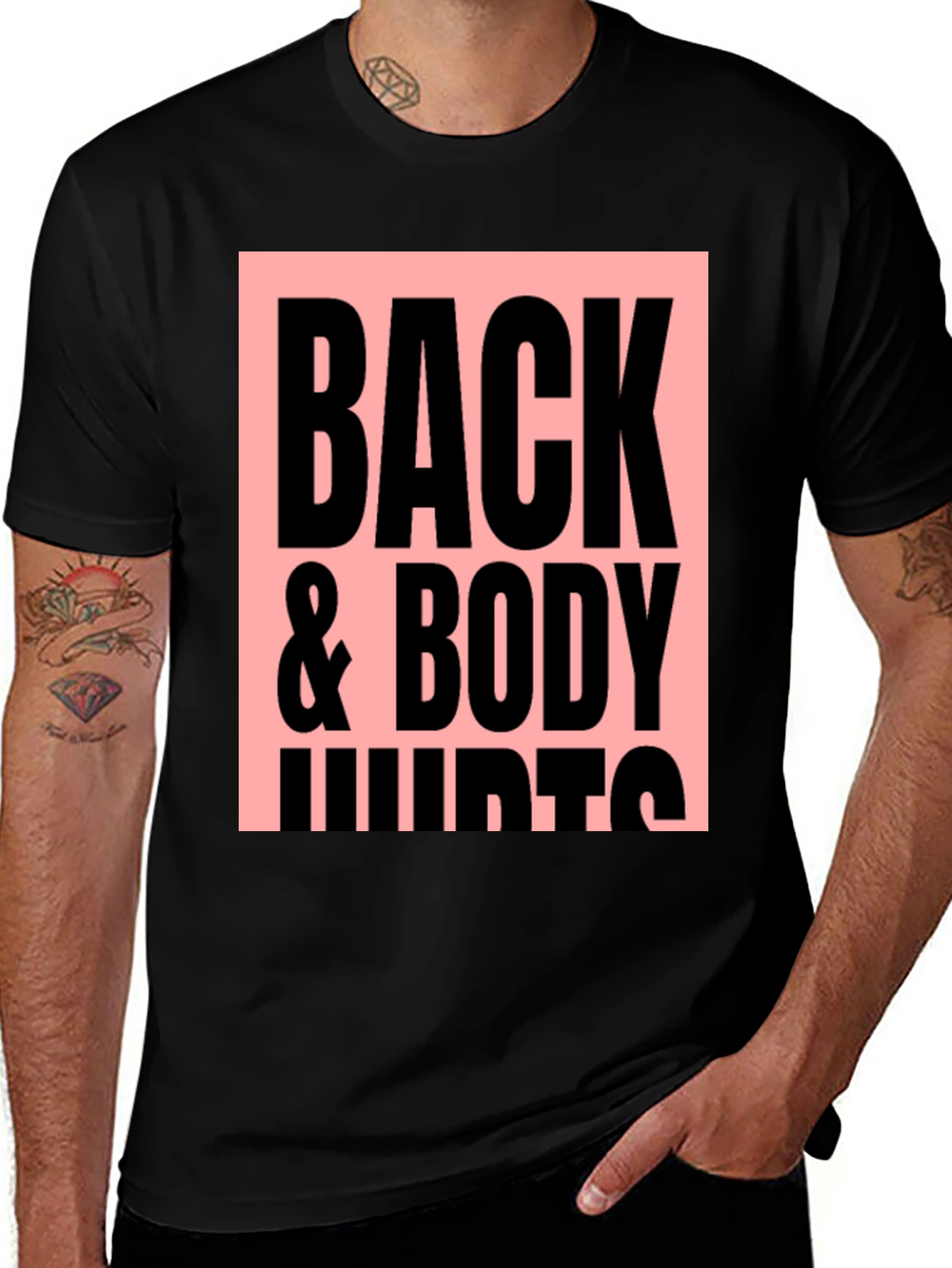 Variant 10 of Back & Body Hurts Graphic Tee - Black