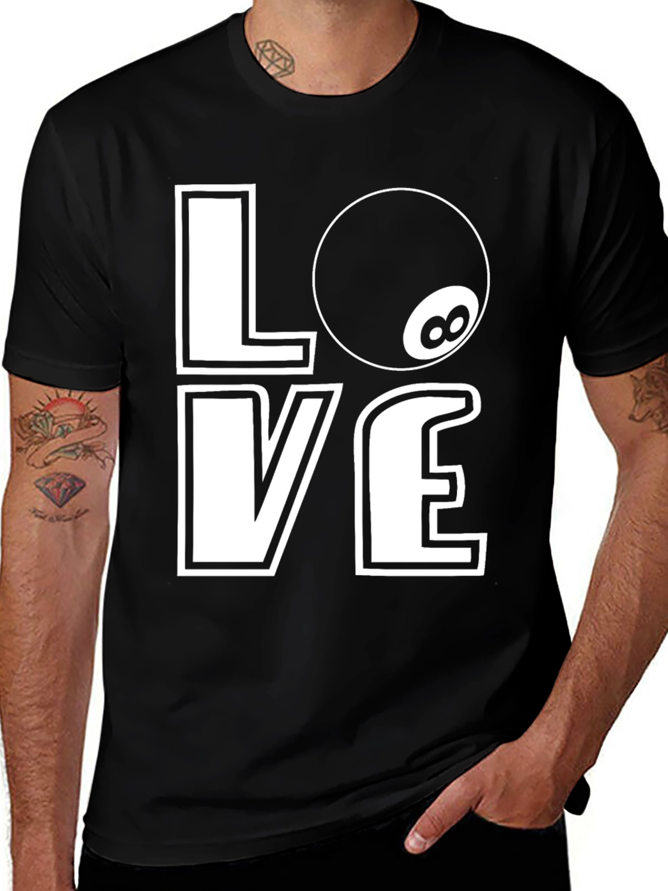 Variant 15 of Love Eight Ball Graphic Tee - Black T-Shirt