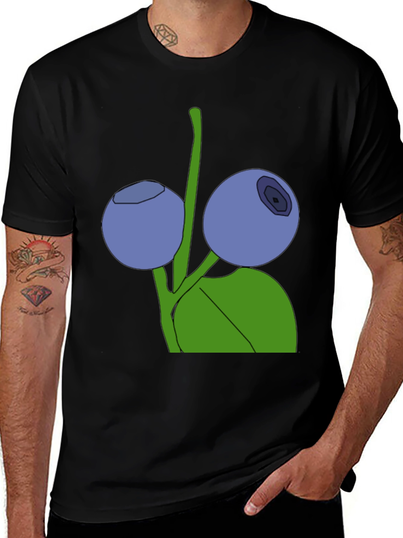 Variant 30 of Blueberry Graphic Black T-Shirt