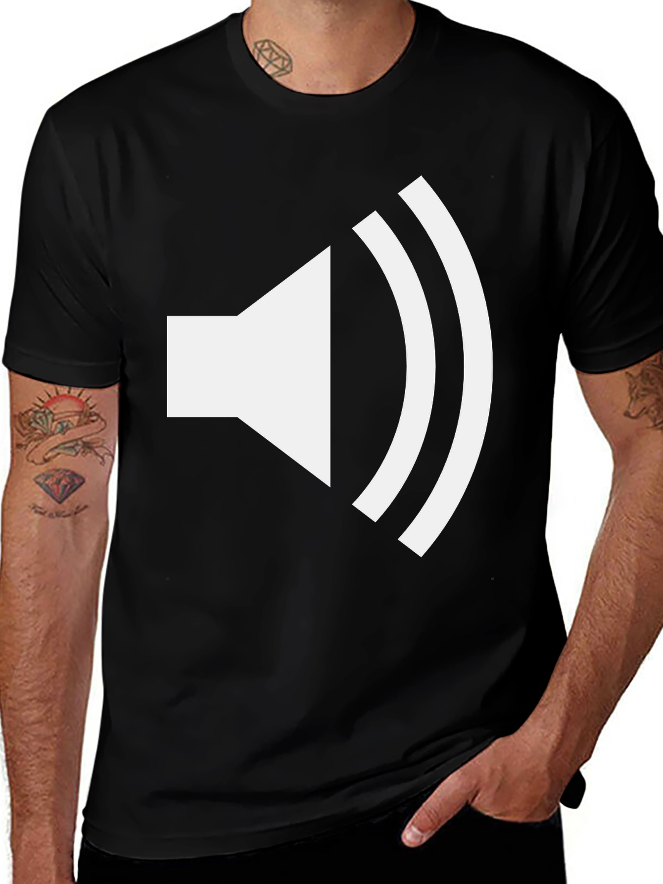 Black Loudspeaker Graphic Tee - Black Cotton T-Shirt main image