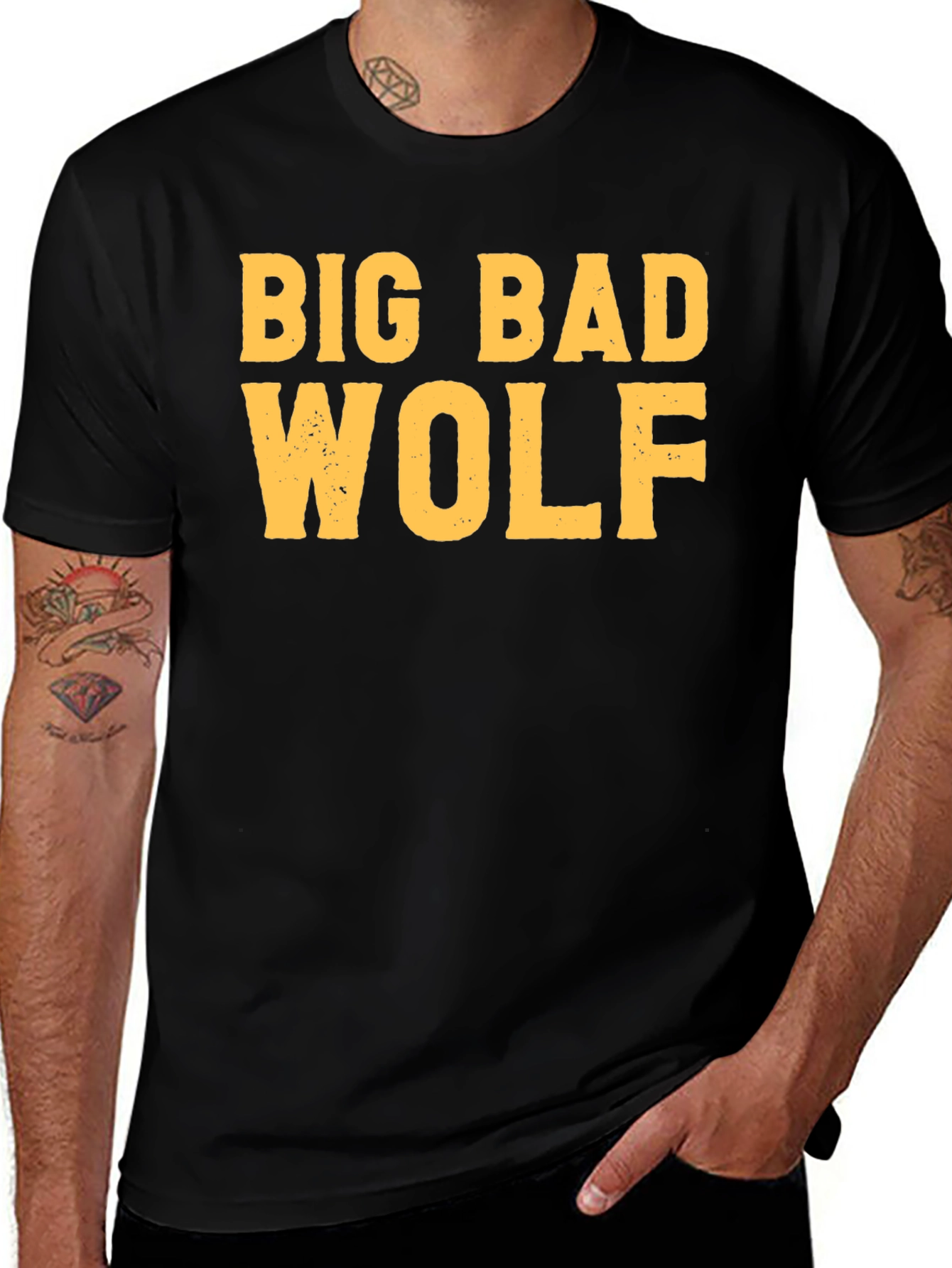 Variant 17 of Big Bad Wolf Graphic T-Shirt - Black Cotton Tee