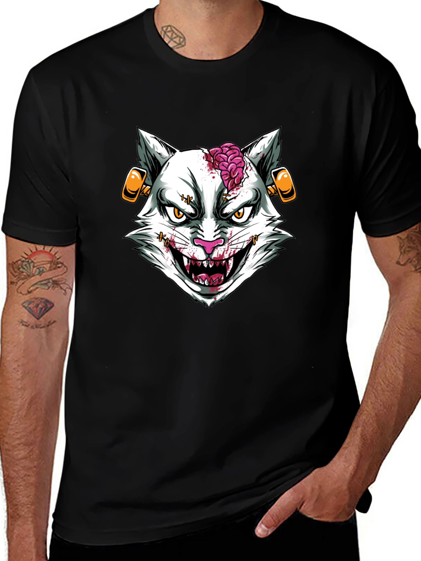 Variant 20 of Zombie Cat Graphic T-Shirt - Halloween Style