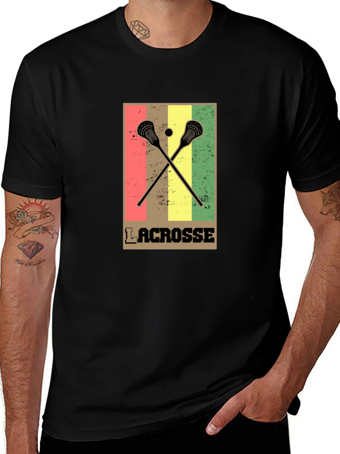 Variant 15 of Lacrosse Sticks Graphic Tee - Retro Style