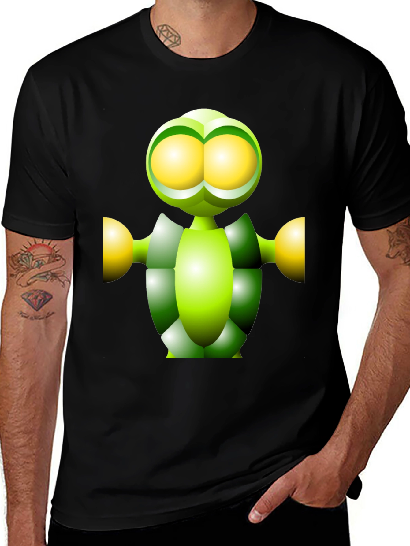 Green Robot Graphic Tee - Funky Modern Design