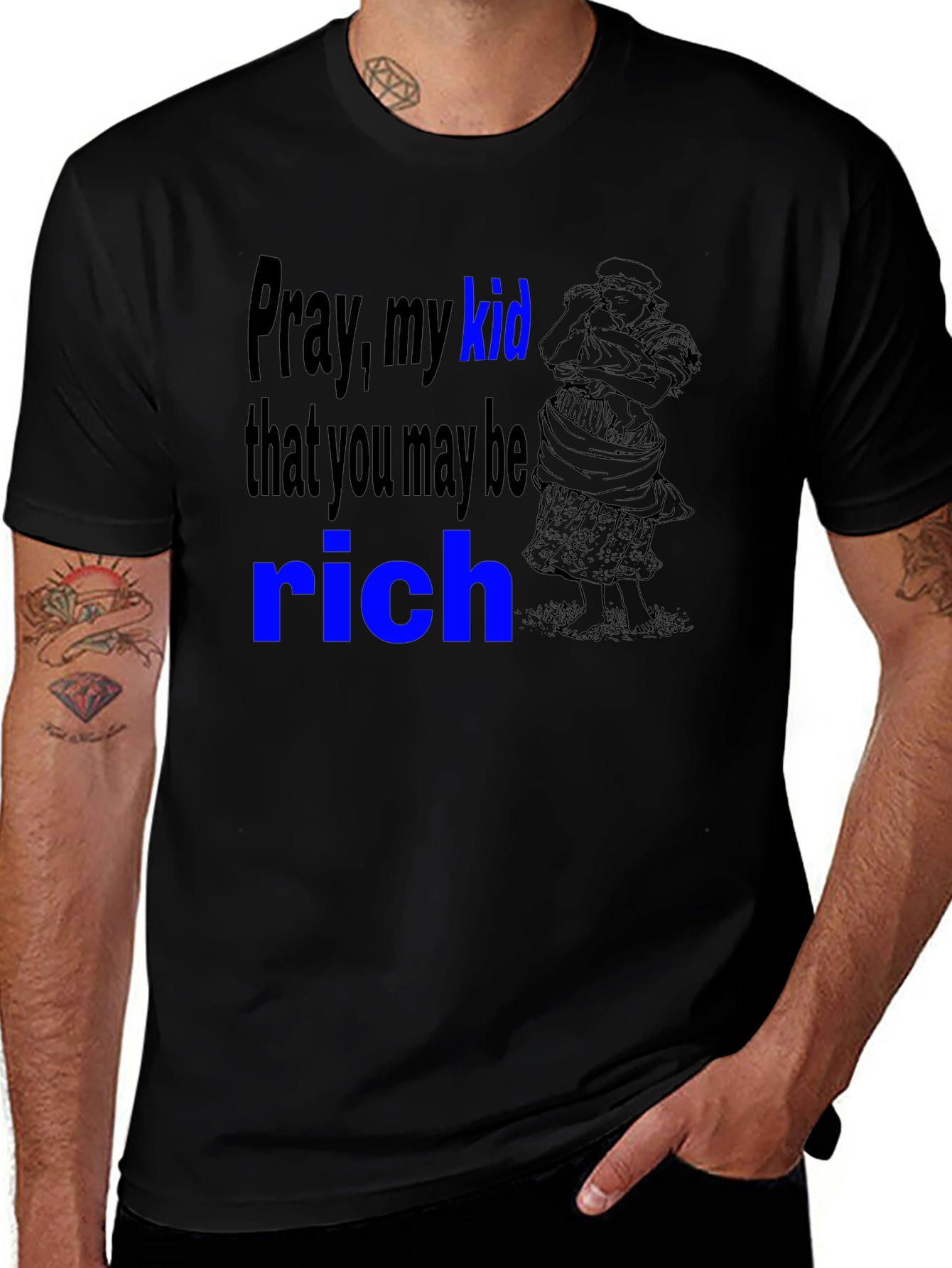 Variant 12 of Pray, My Kid T-Shirt -  Black Cotton Tee