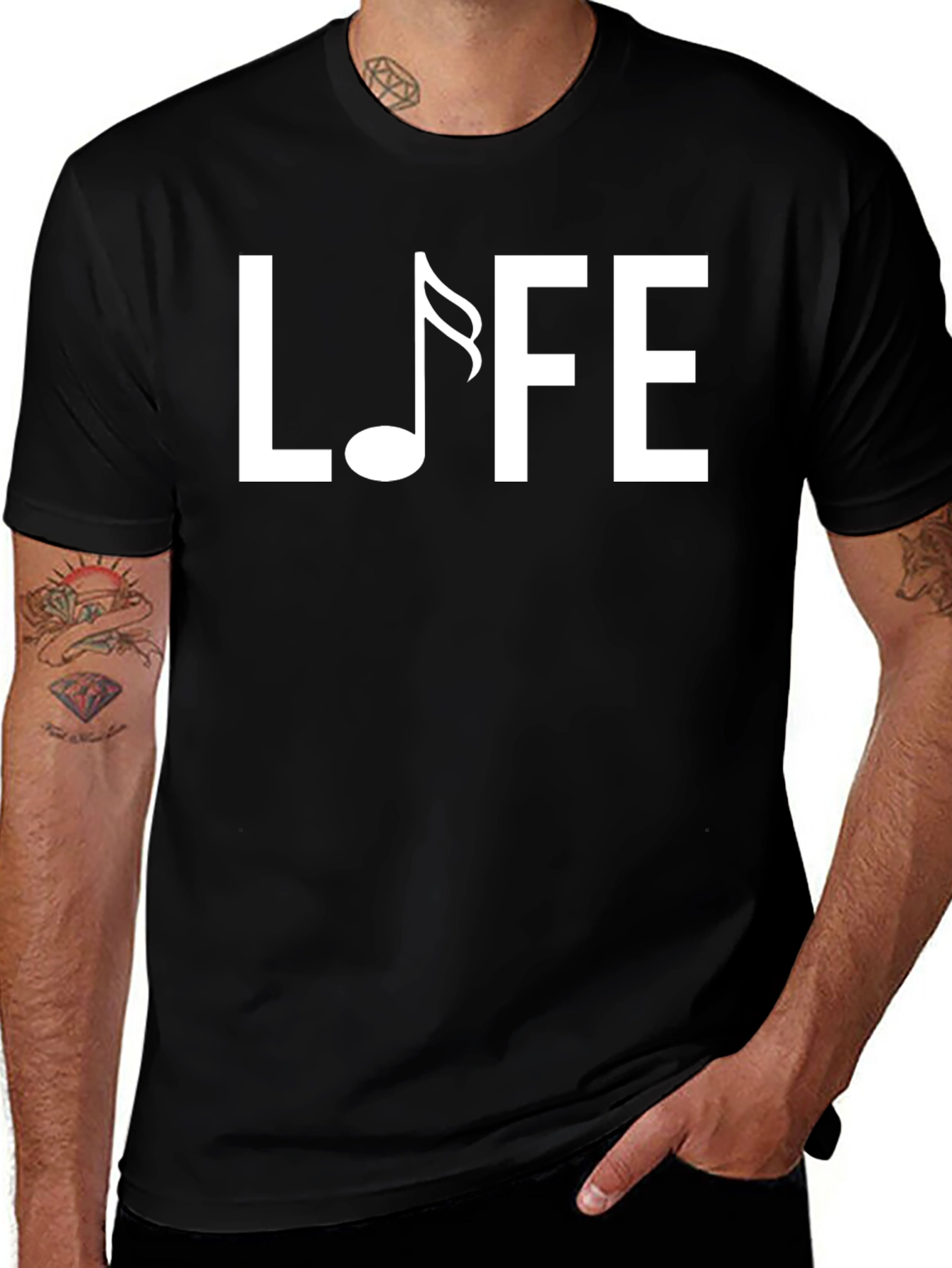 Variant 7 of Life Music Note Black Graphic Tee