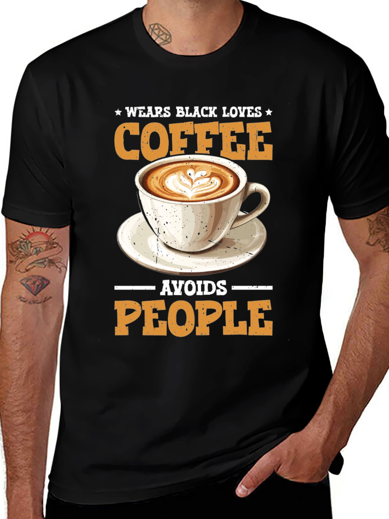 Variant 5 of Wear Black Loves Coffee Avoids People T-Shirt