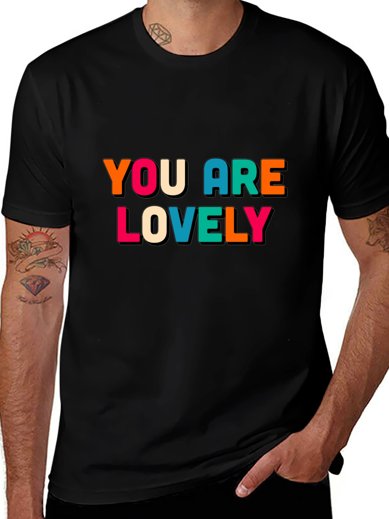 Variant 14 of You Are Lovely Graphic Black T-Shirt