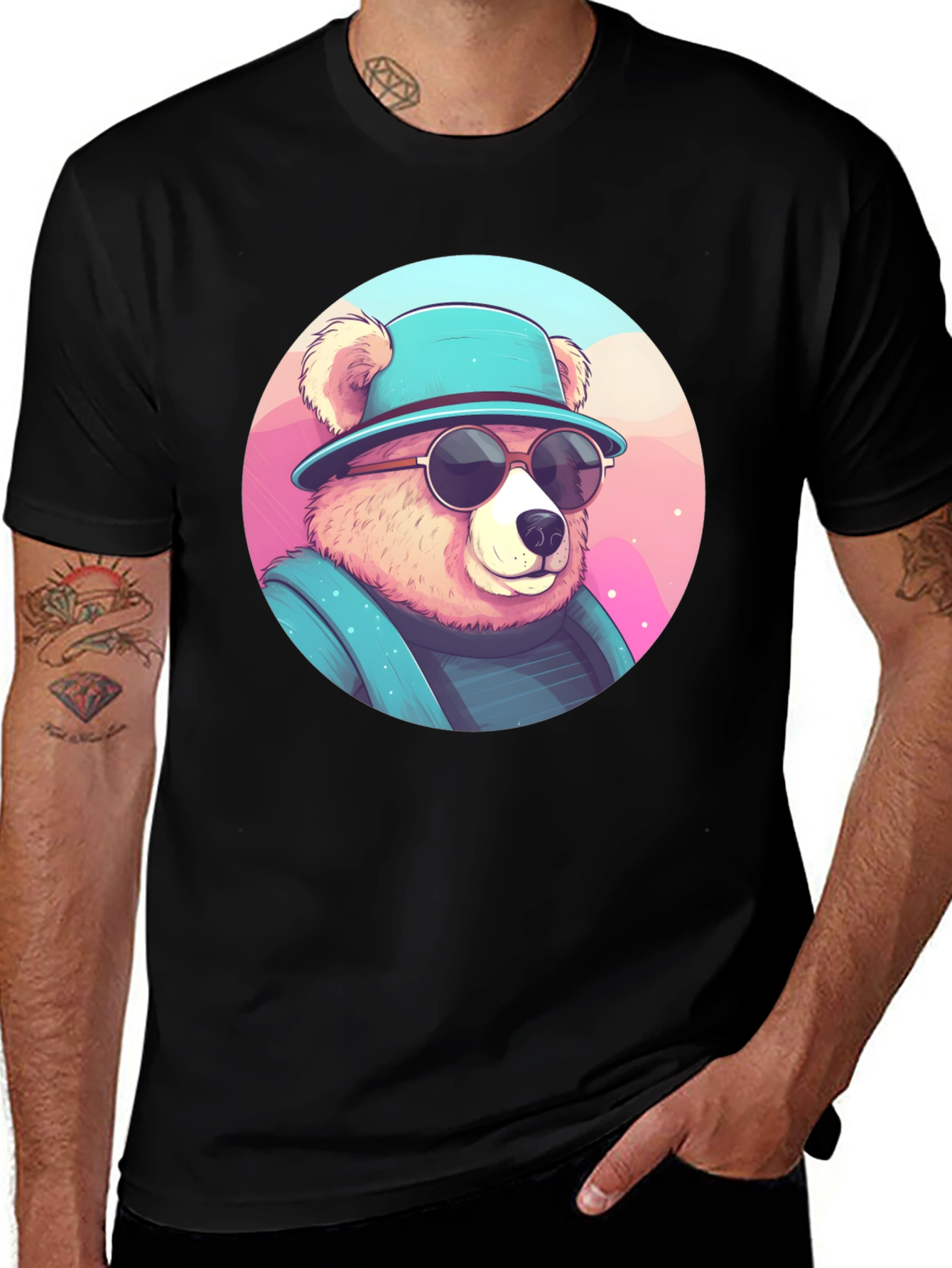Variant 10 of Cool Bear Graphic Tee - Stylish Men's Black T-Shirt