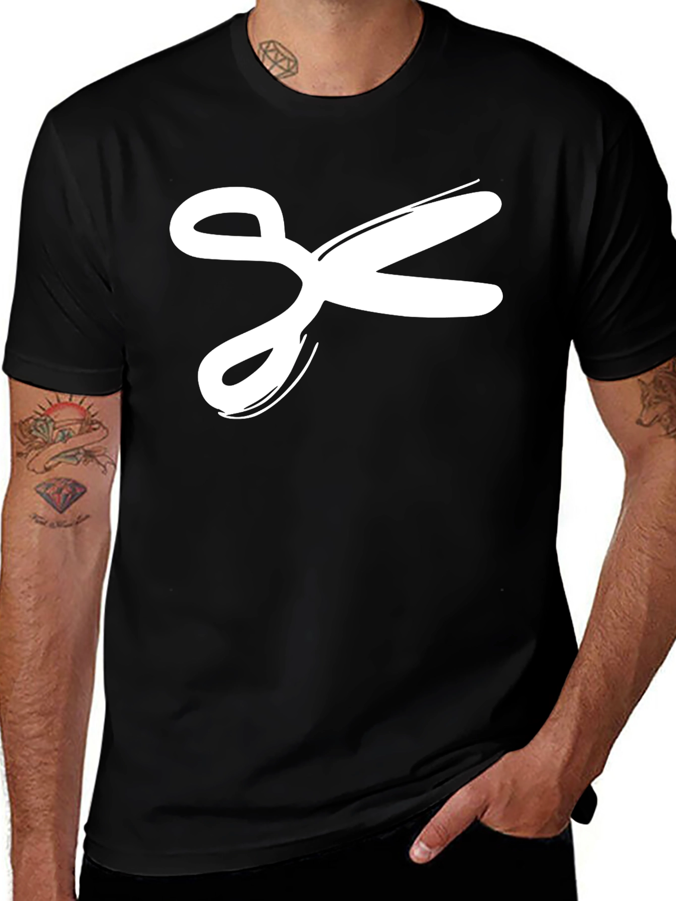 Scissors Graphic Tee - Stylish Black Cotton T-Shirt