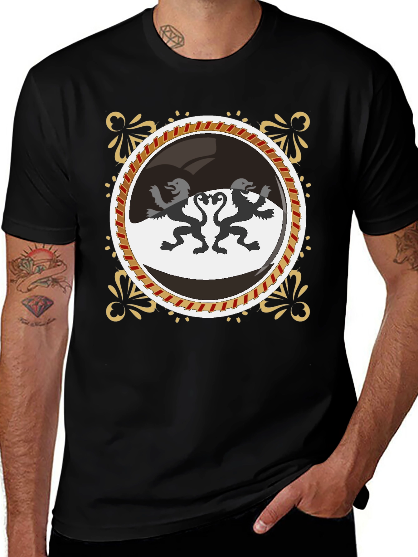 Variant 17 of Lion Crest Graphic Black Tee