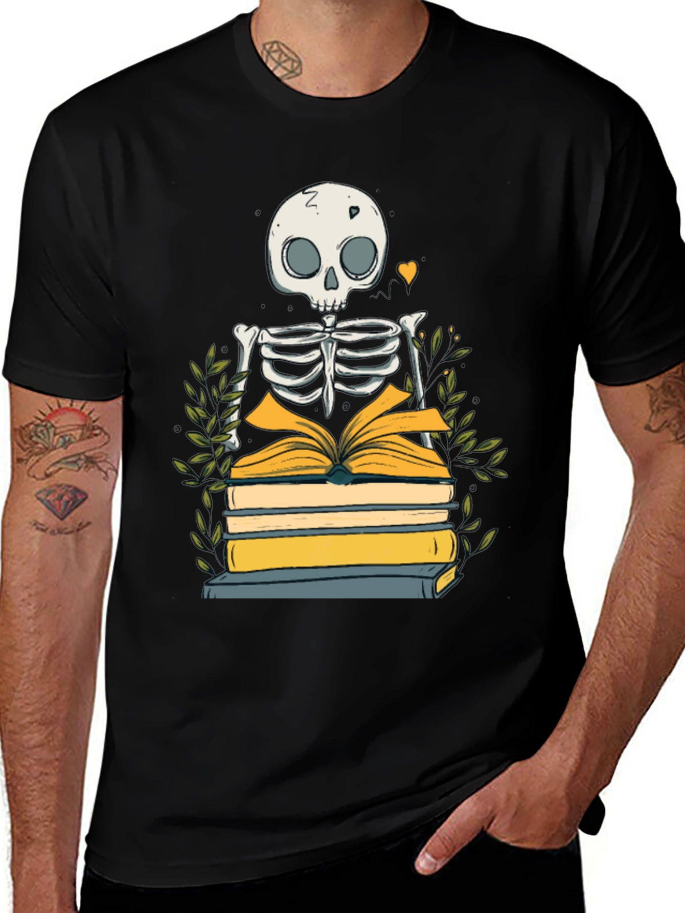 Variant 4 of Skeleton Reading T-Shirt - Book Lover Tee