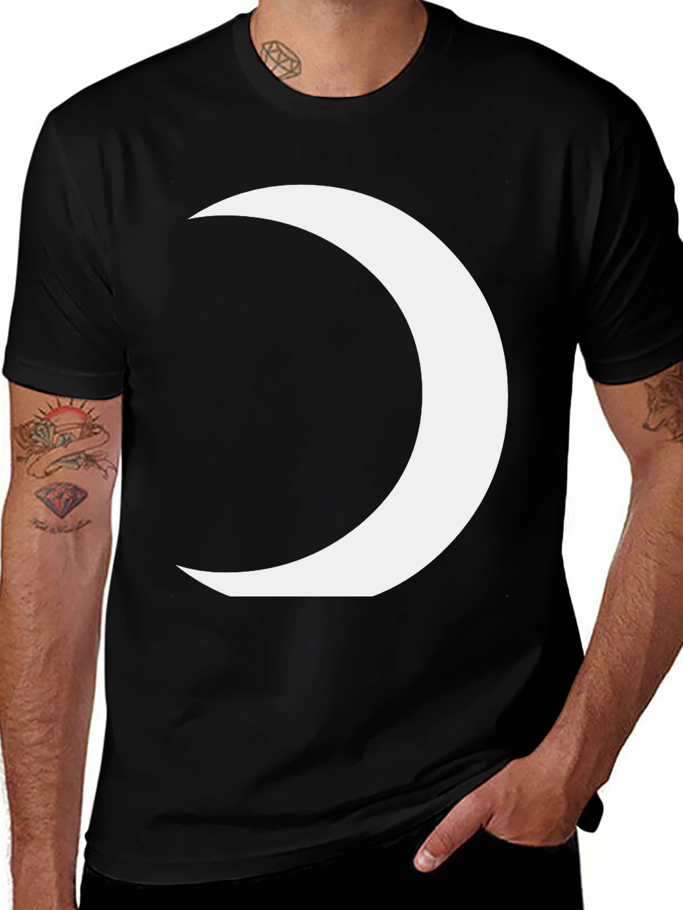 Variant 5 of Crescent Moon Graphic Tee - Modern Black T-Shirt
