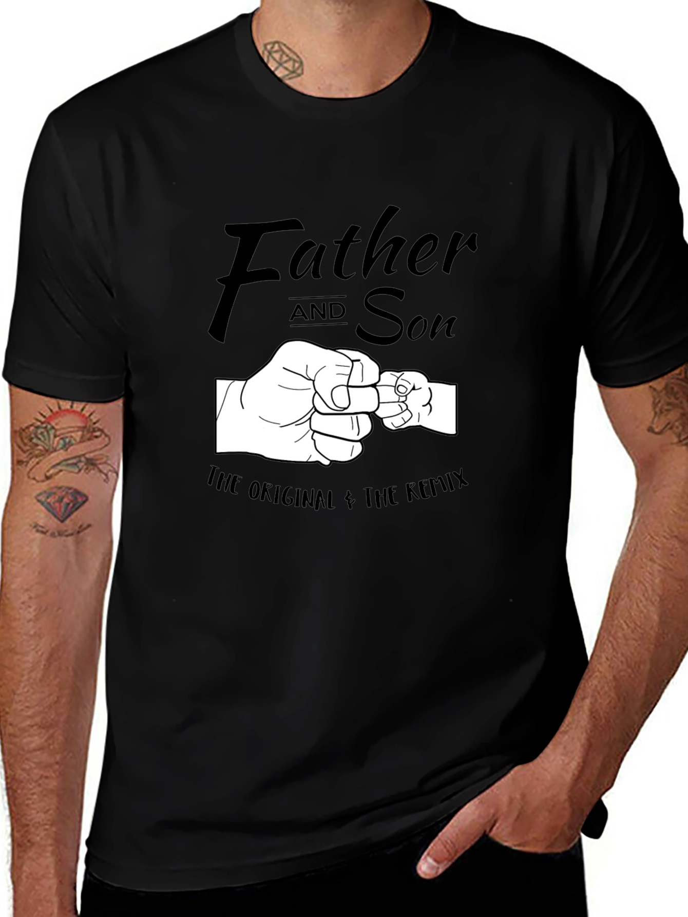 Black Father and Son Matching Fist Bump T-Shirt main image