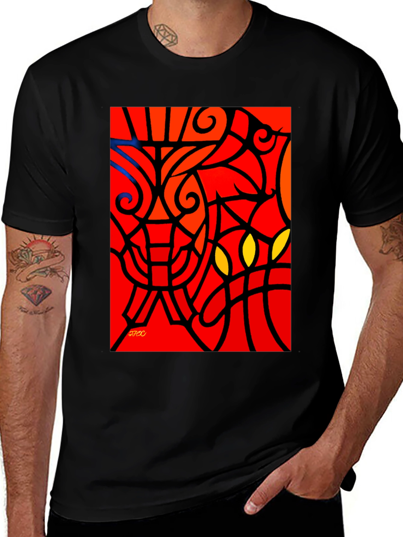 Variant 8 of Abstract Graphic Print Black T-Shirt
