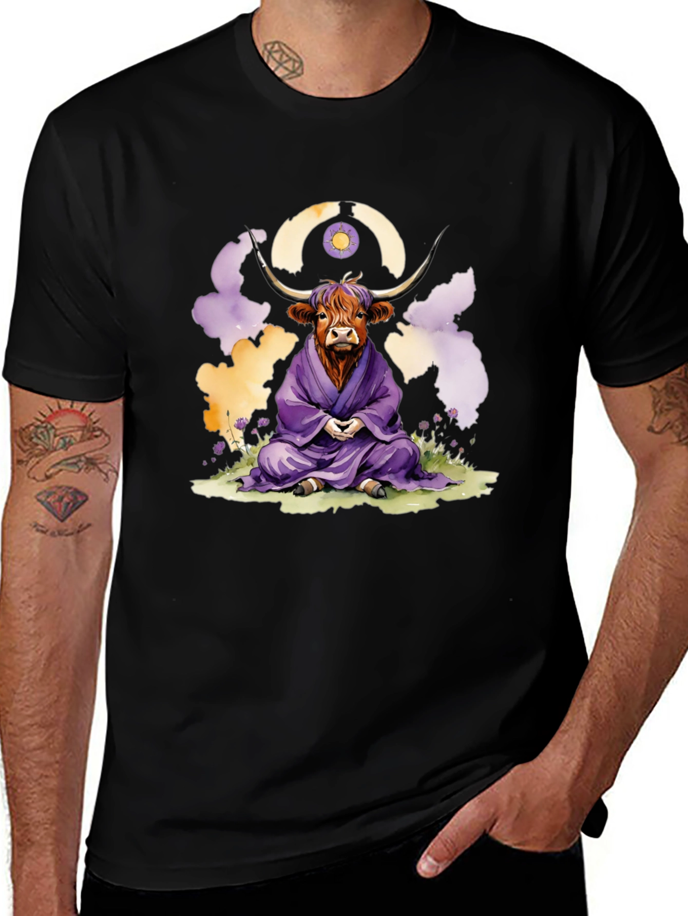 Zen Highland Cow Meditation T-Shirt
