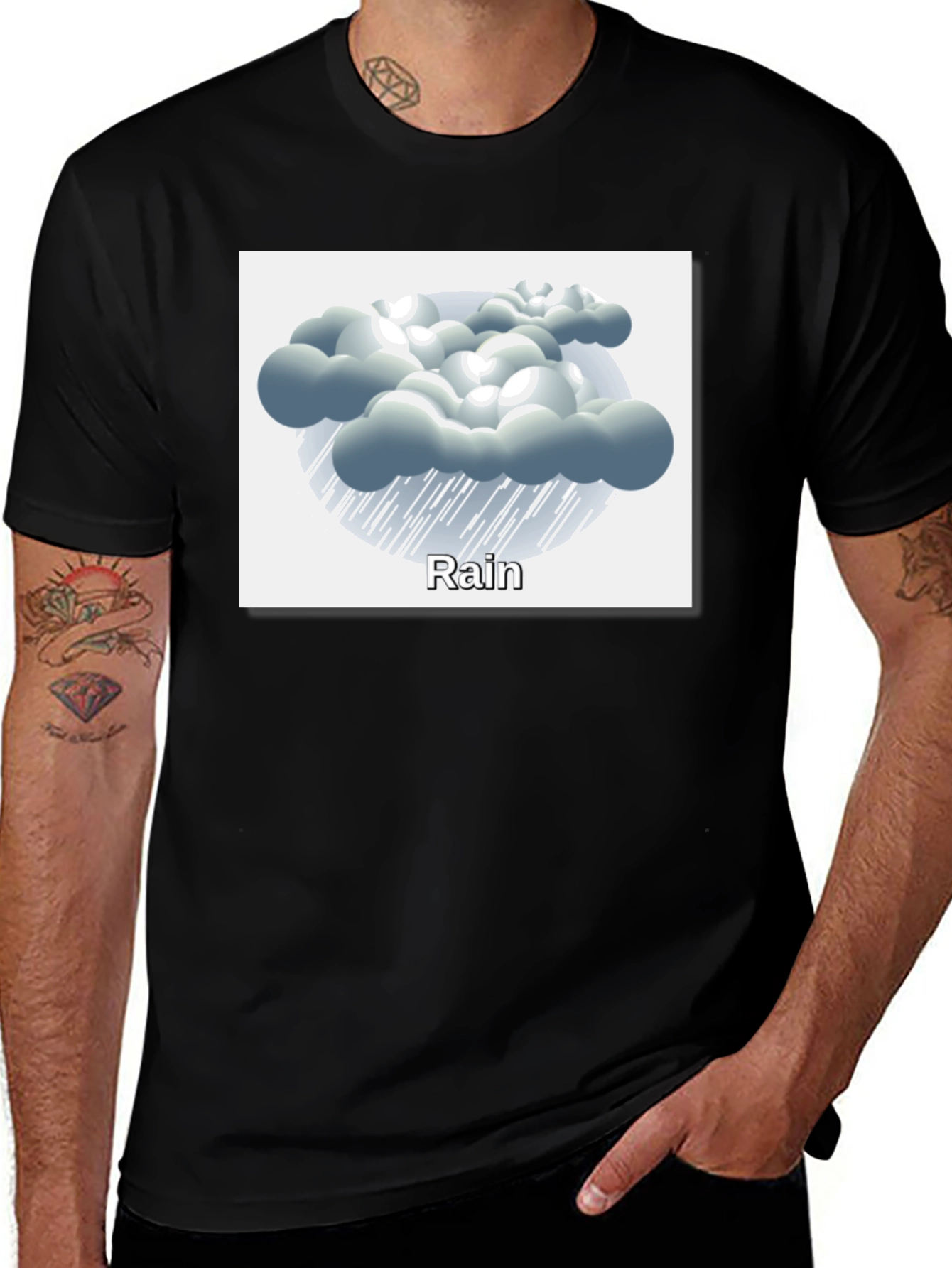 Black Rain Cloud Graphic Tee - Weather Theme Shirt main image