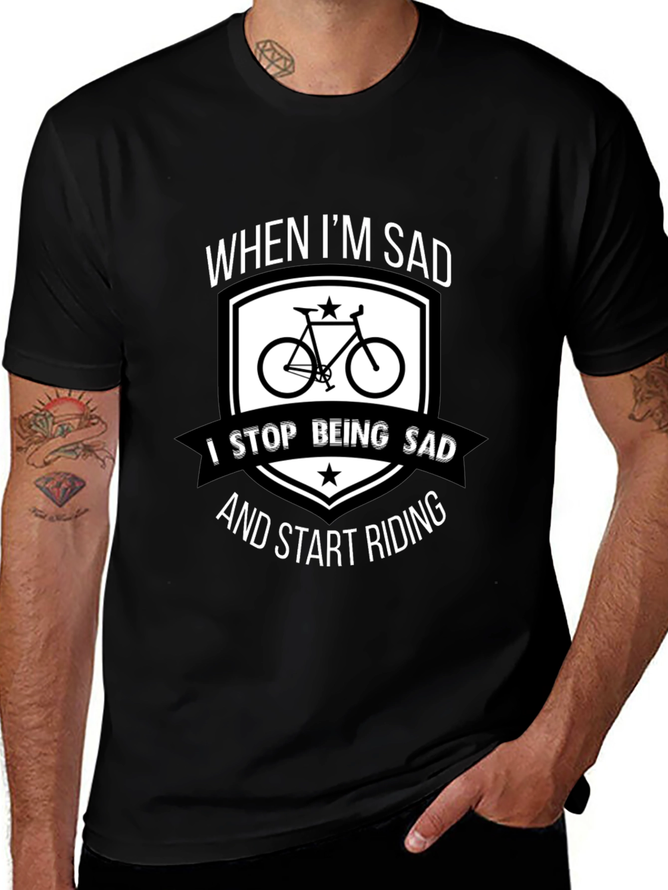 Variant 11 of Funny Biker T-Shirt - "When I'm Sad, I Start Riding"