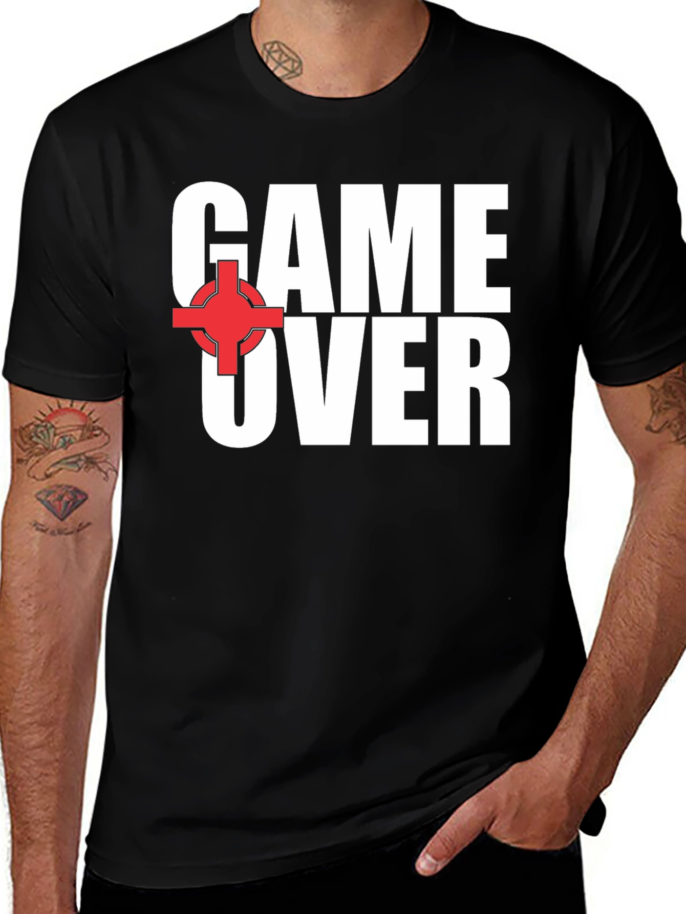 Variant 29 of Game Over Graphic Tee - Black Cotton Short Sleeve