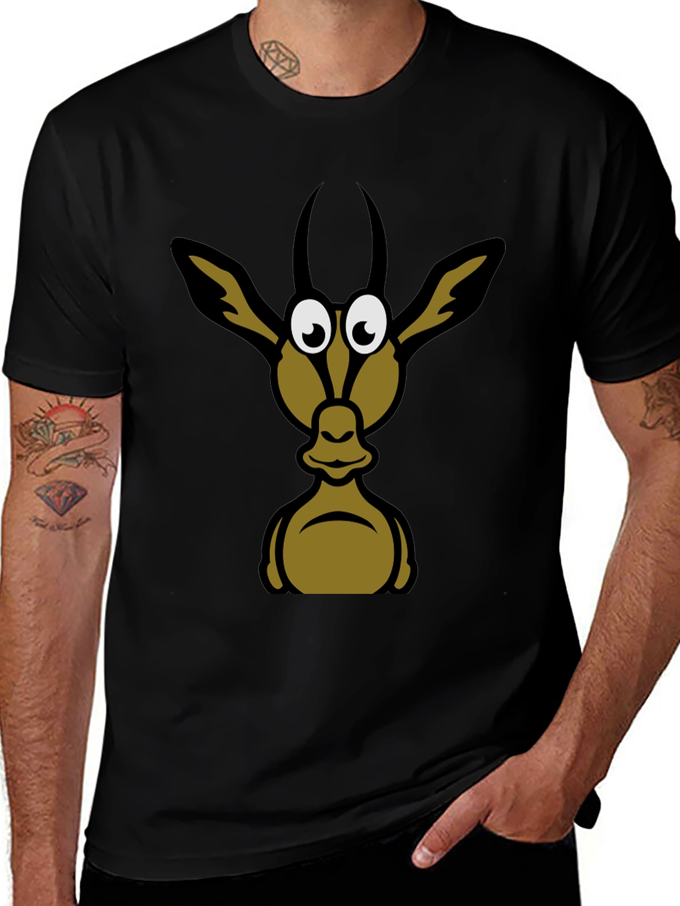 Variant 17 of Funny Animal Graphic Tee - Black Cotton T-Shirt