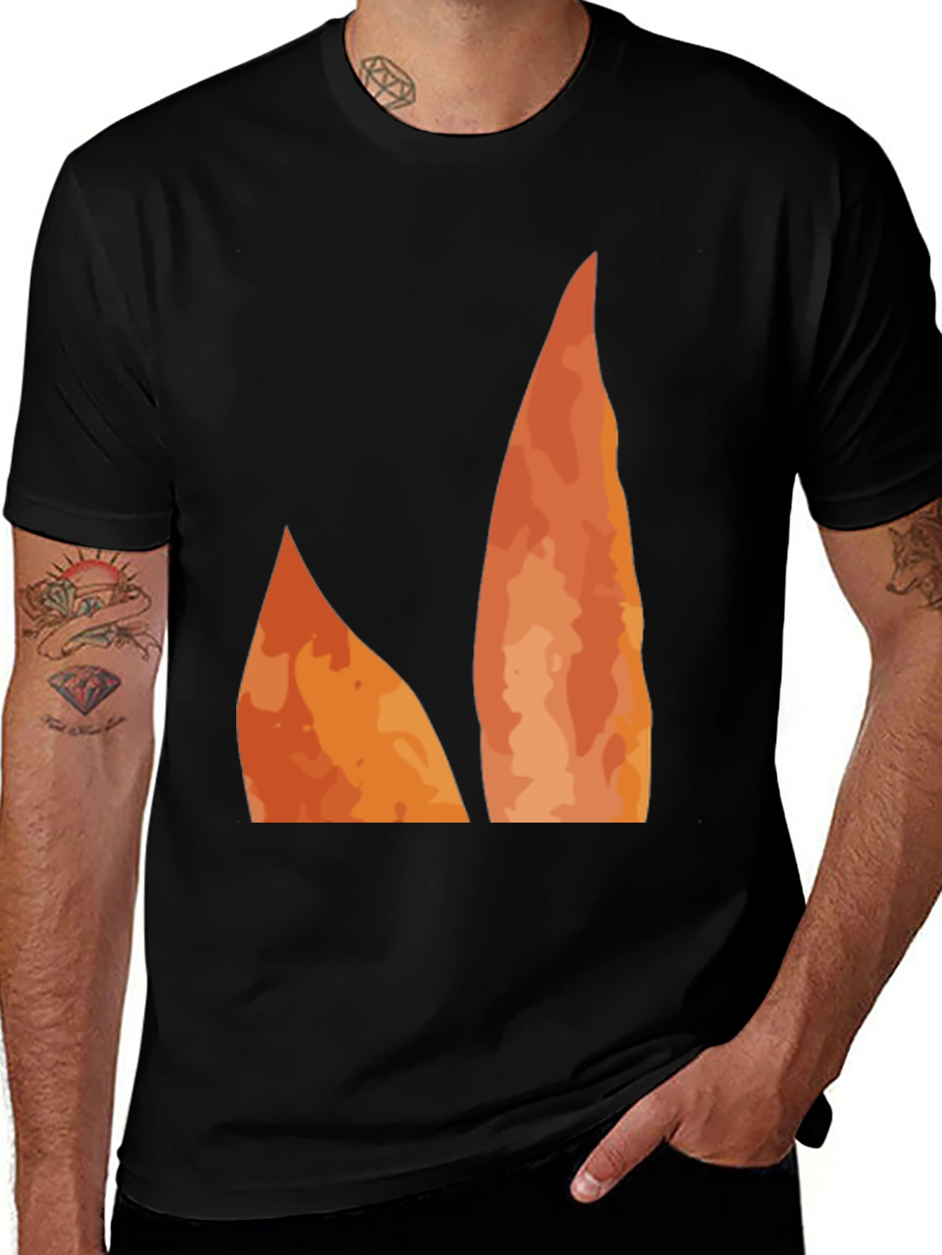 Black Flame Graphic Black Tee - Unique Design main image