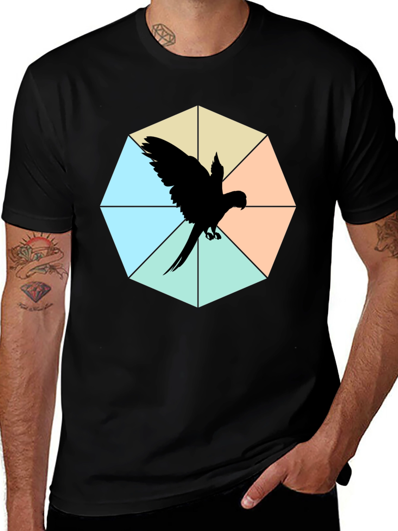 Geometric Parrot Graphic Tee - Unique Design!