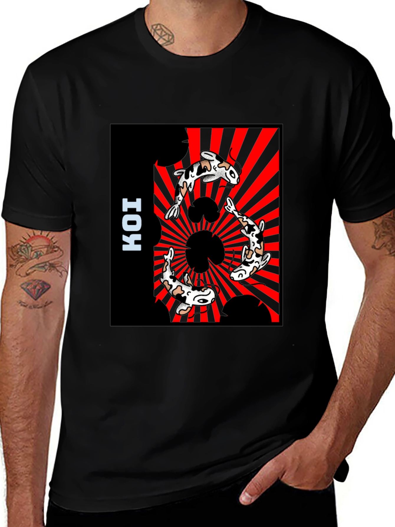 Variant 30 of Koi Fish Graphic Tee - Stylish Men's Black T-Shirt