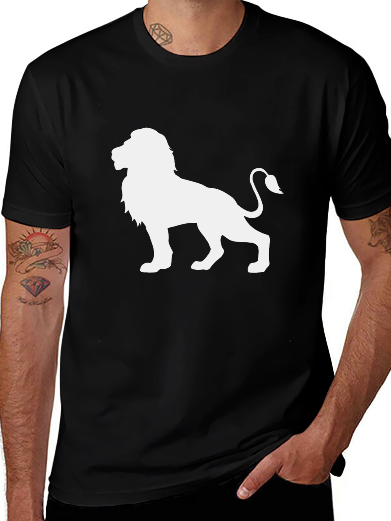 Variant 5 of Lion Graphic Black T-Shirt - Mens Crew Neck Tee