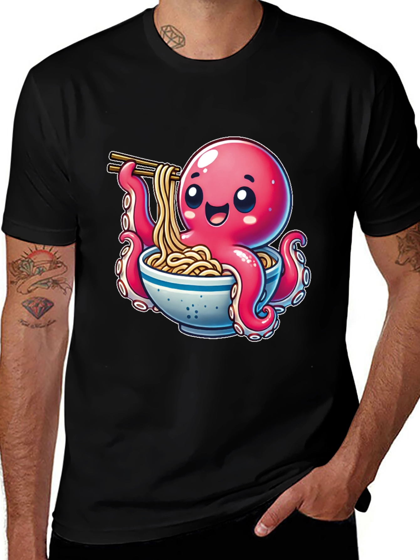 Variant 29 of Octopus Ramen T-Shirt - Cute Cartoon Design