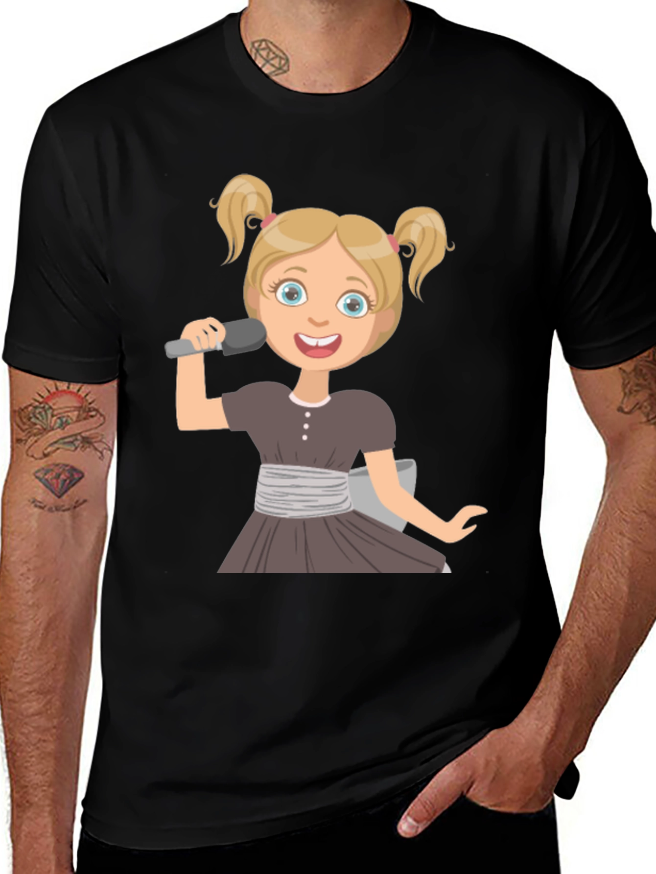 Variant 19 of Girl Singer Graphic T-Shirt, Black Tee