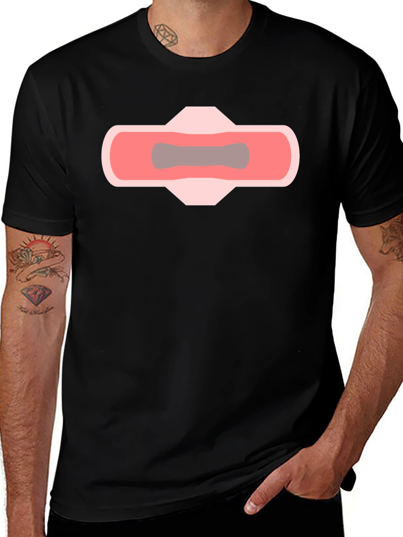 Variant 6 of Men's Black T-Shirt with Novelty Pad Graphic