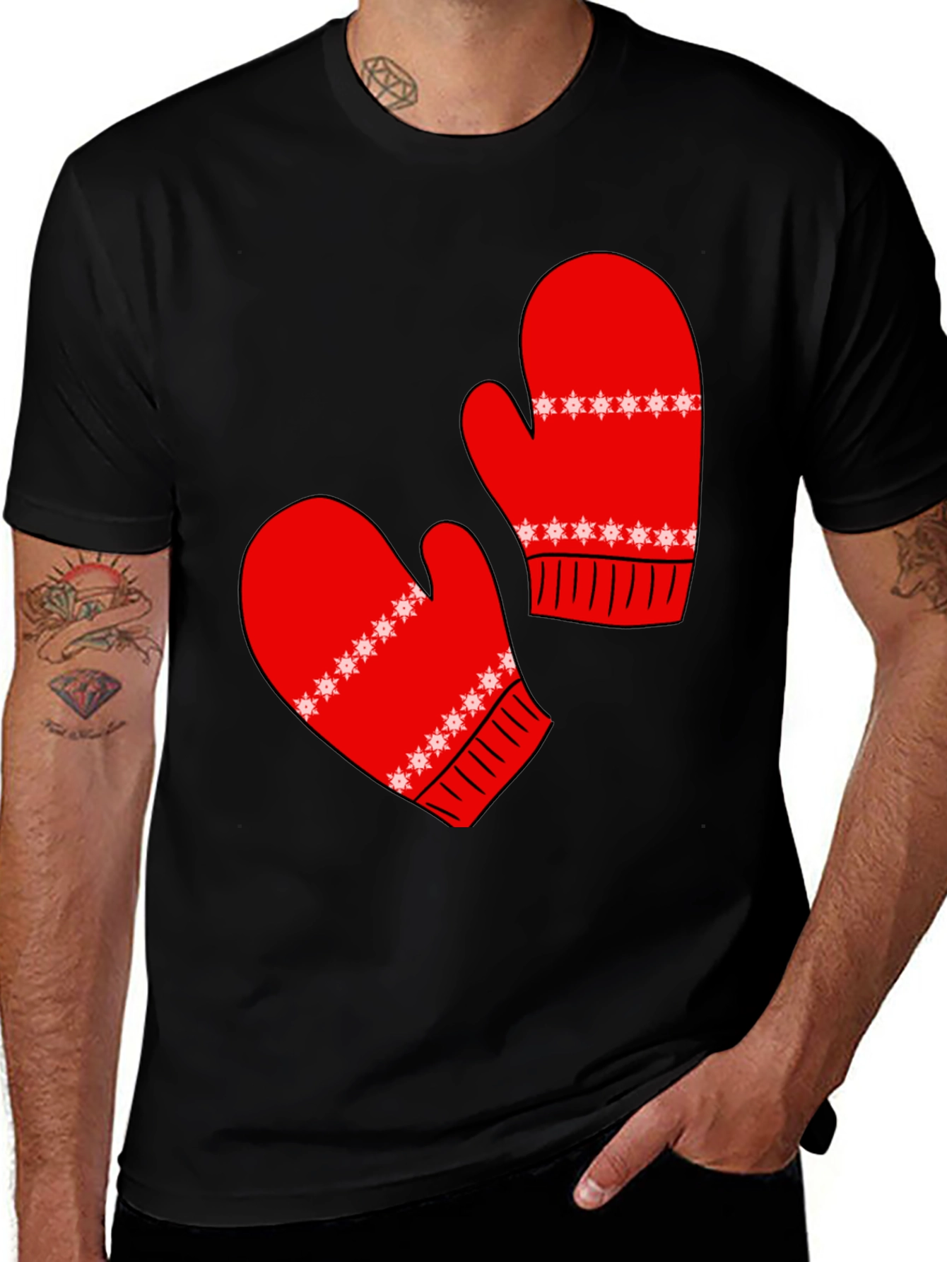 Festive Mittens Graphic Tee - Holiday Cheer!