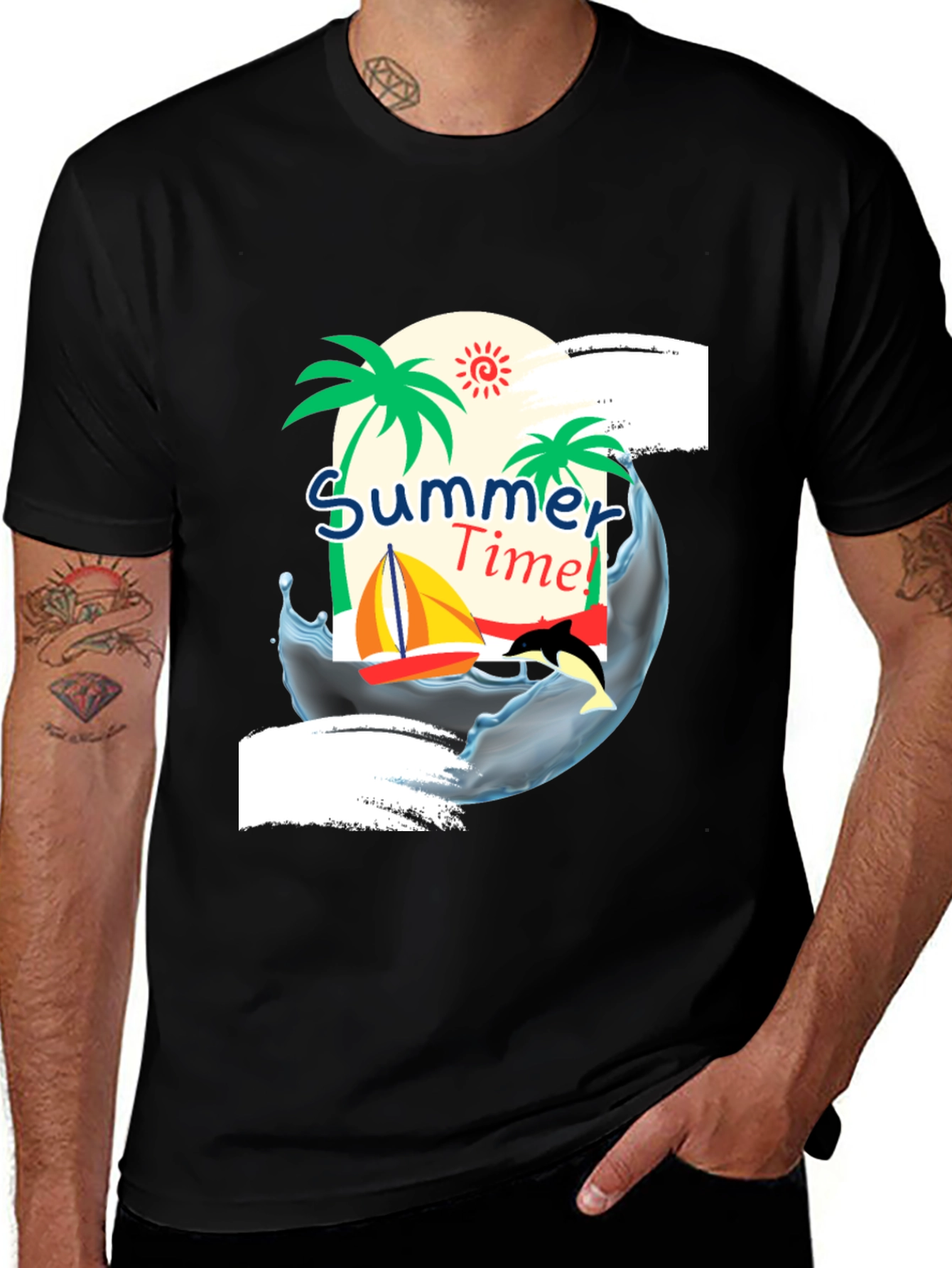 Variant 15 of Summer Time Graphic T-Shirt - Tropical Design