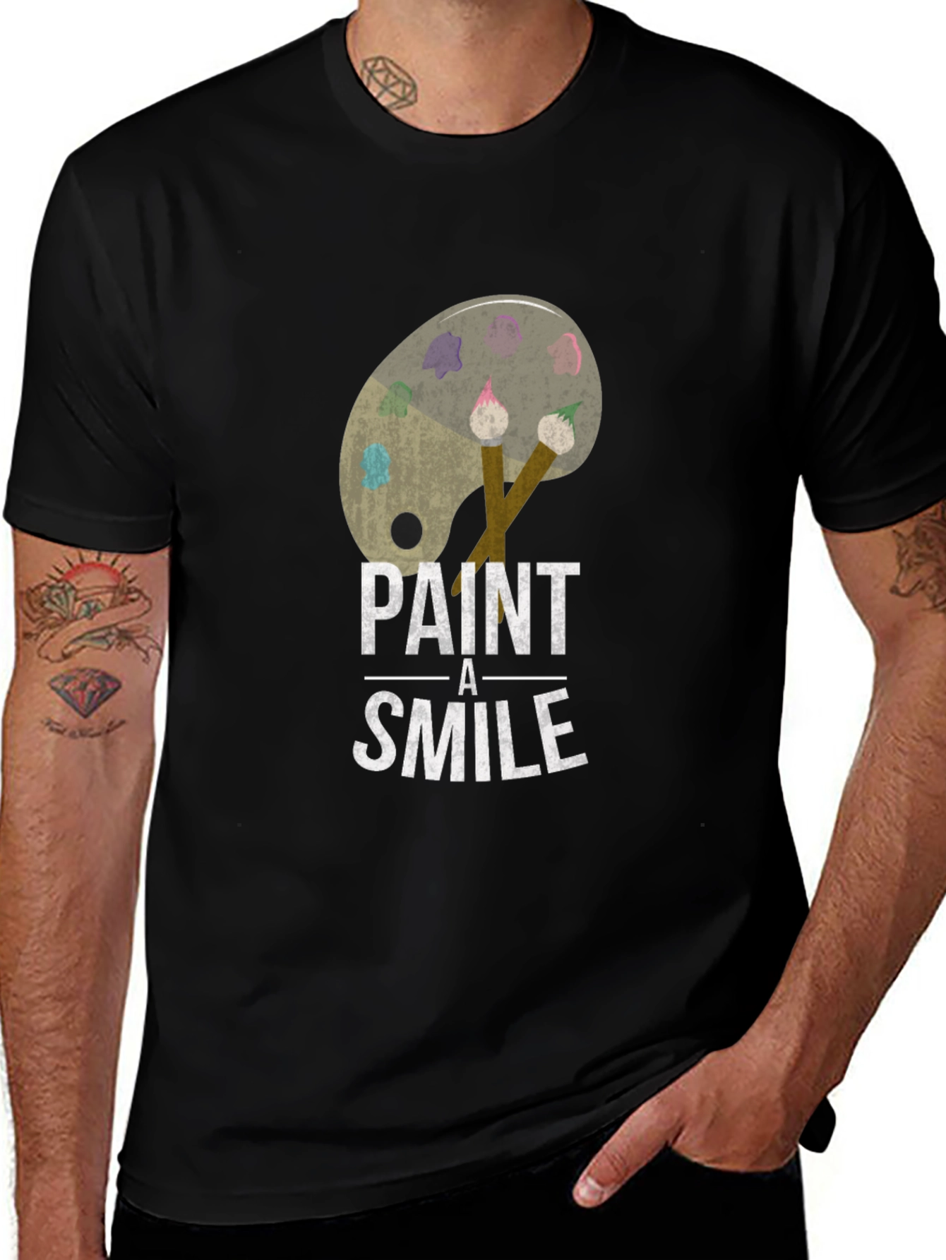 Variant 26 of Paint a Smile Graphic Tee - Artistic Comfort