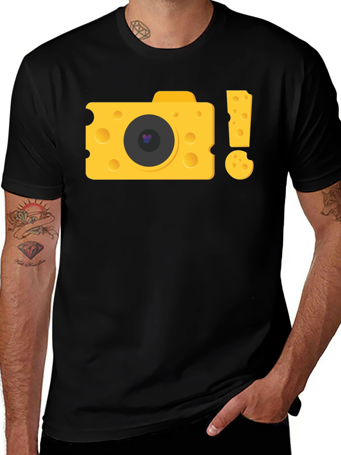 Variant 2 of Cheese Camera Graphic T-Shirt - Fun & Unique Design