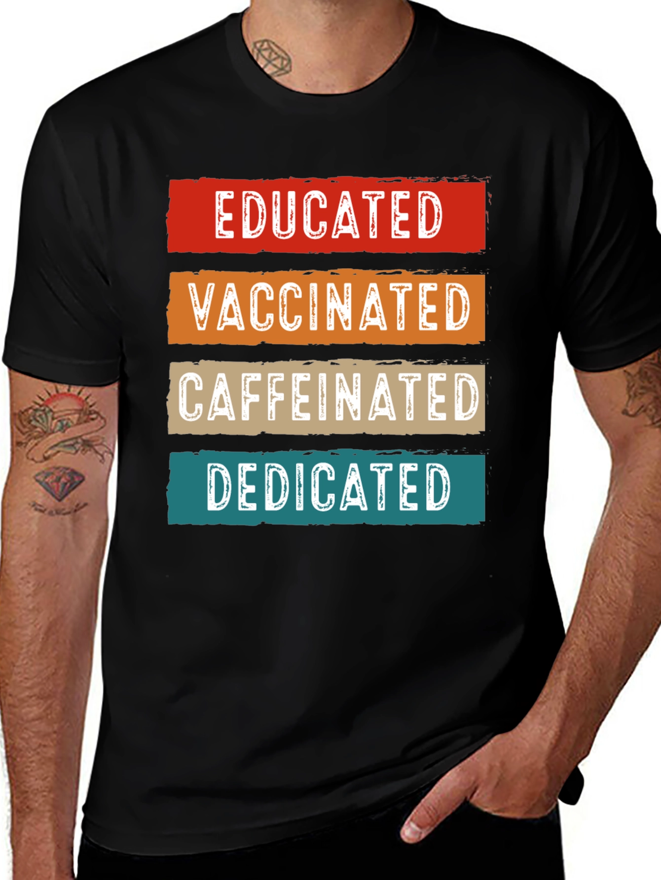 Variant 5 of Educated Vaccinated Caffeinated Dedicated T-Shirt