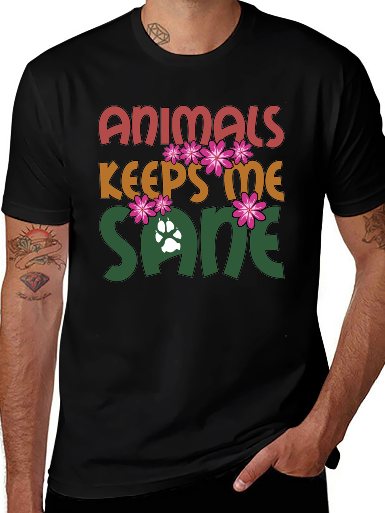 Black Animals Keep Me Sane Graphic Tee main image