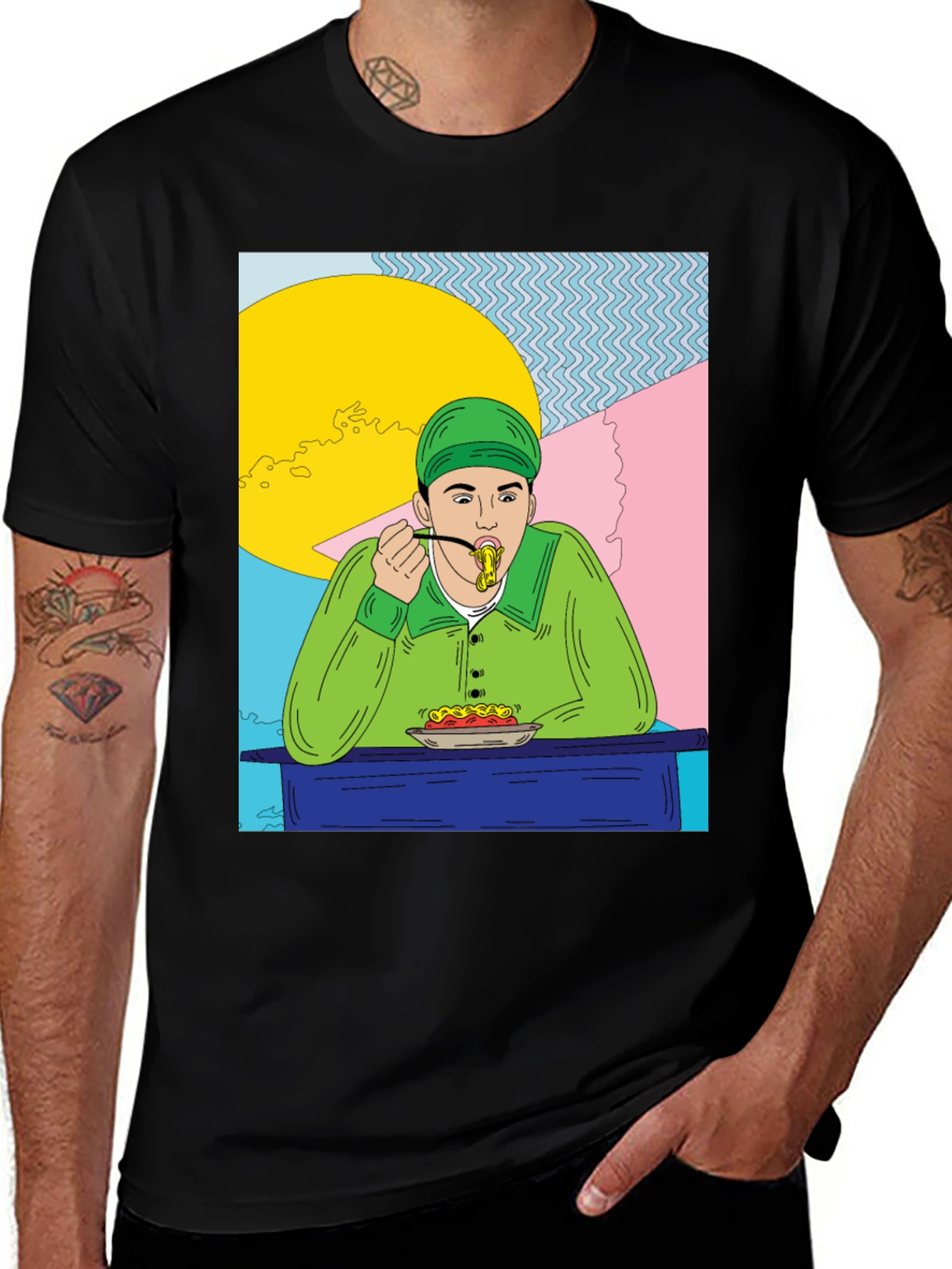 Variant 29 of Cartoon Graphic Tee - Spaghetti Lover Design