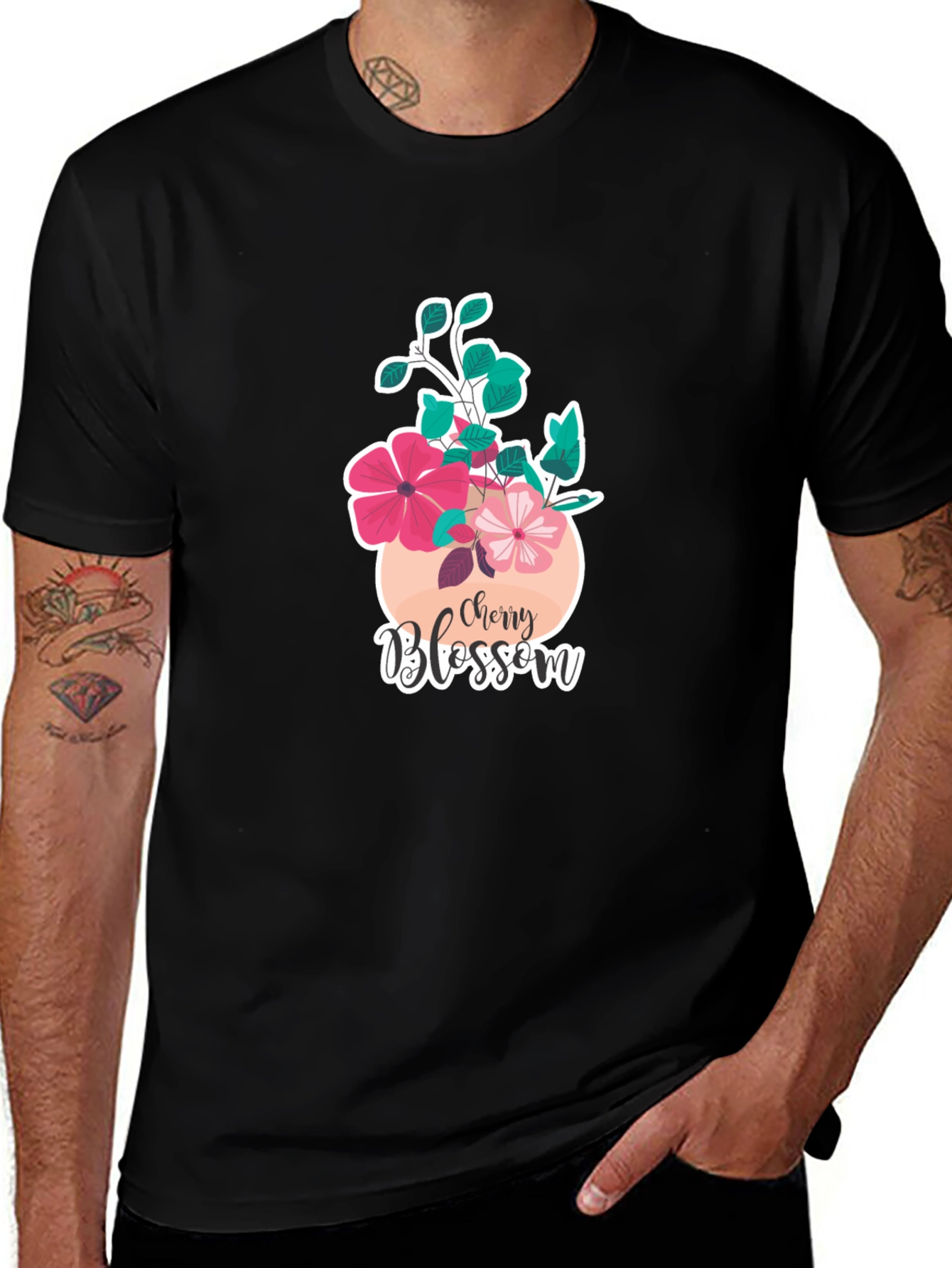 Variant 9 of Cherry Blossom Graphic T-Shirt - Black