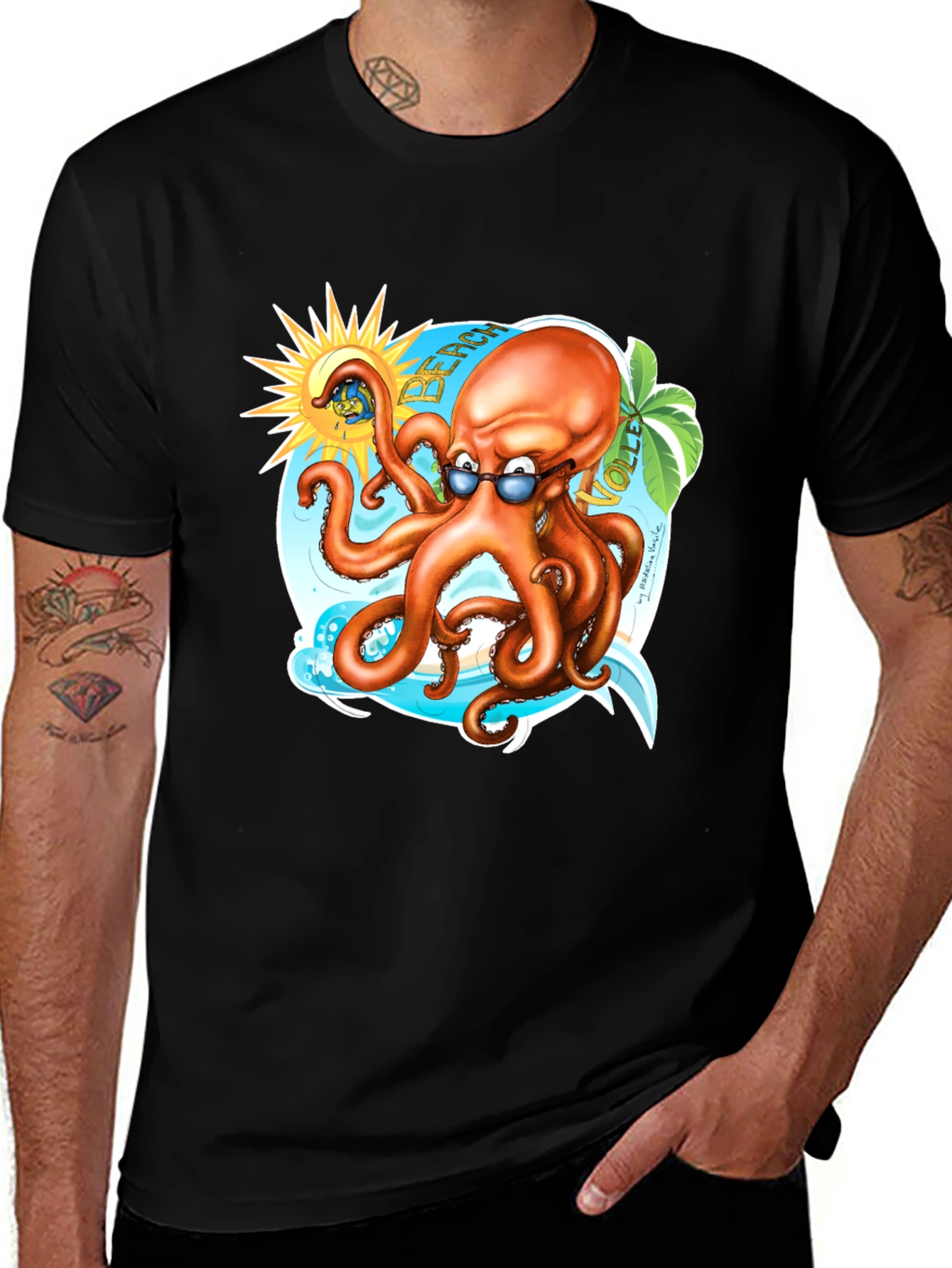 Beach Octopus Graphic Tee - Summer Fun