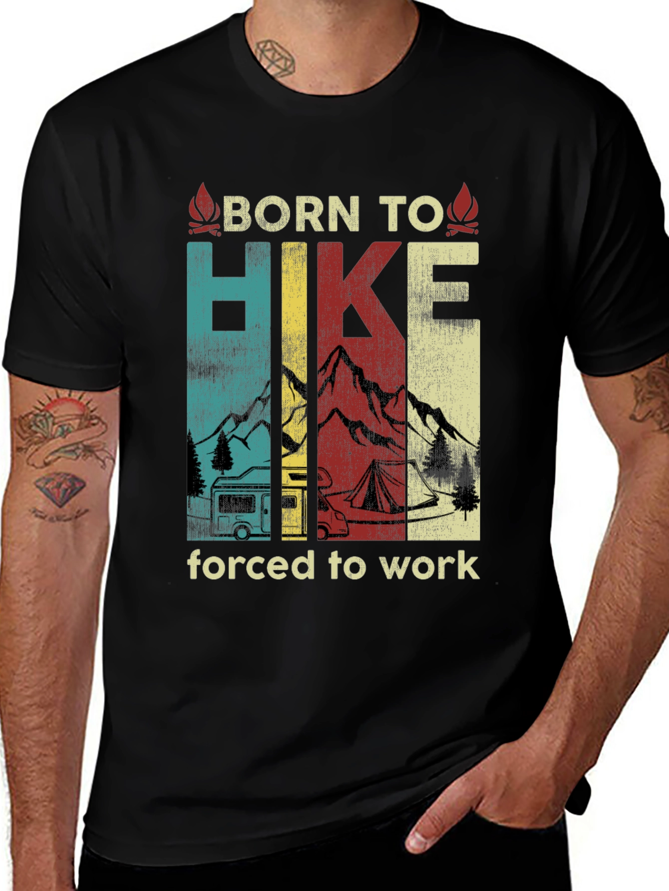 Variant 18 of Born to Hike T-Shirt - Camping & Outdoors Tee